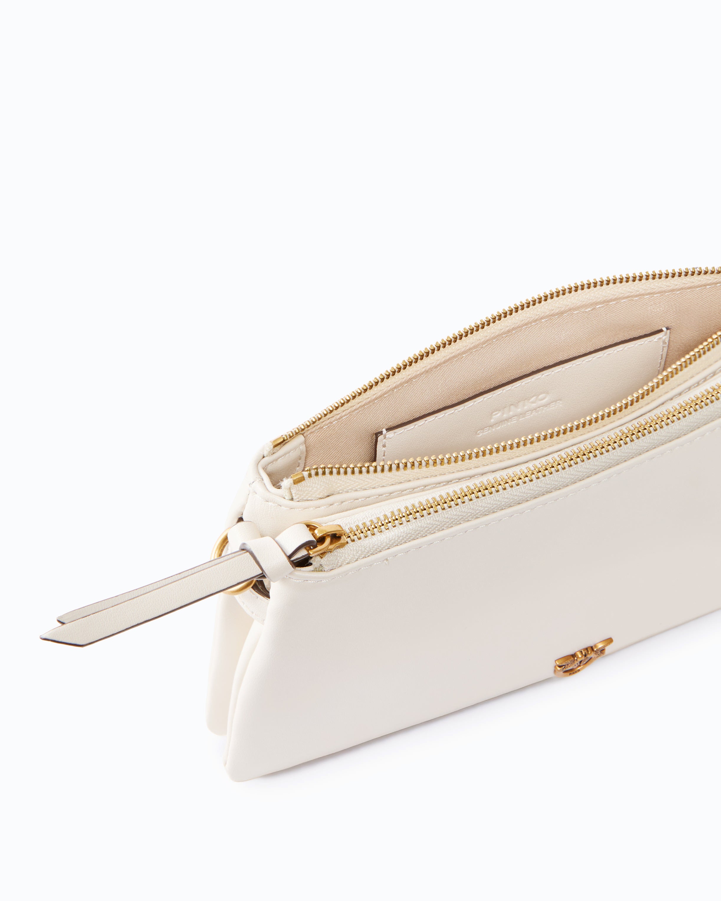 Pinko Mini Double Bag torebka skórzana biała