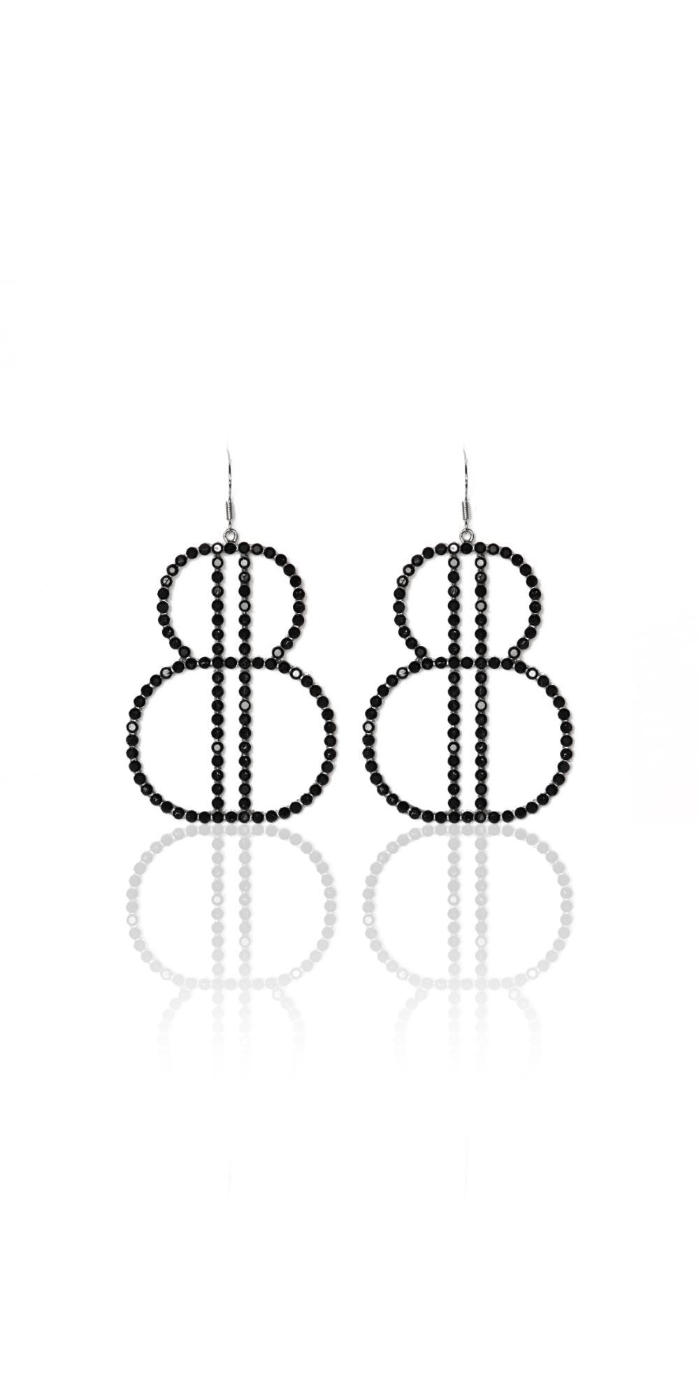 Bronx and Banco BB Black Rhinestone kolczyki wiszące czarne