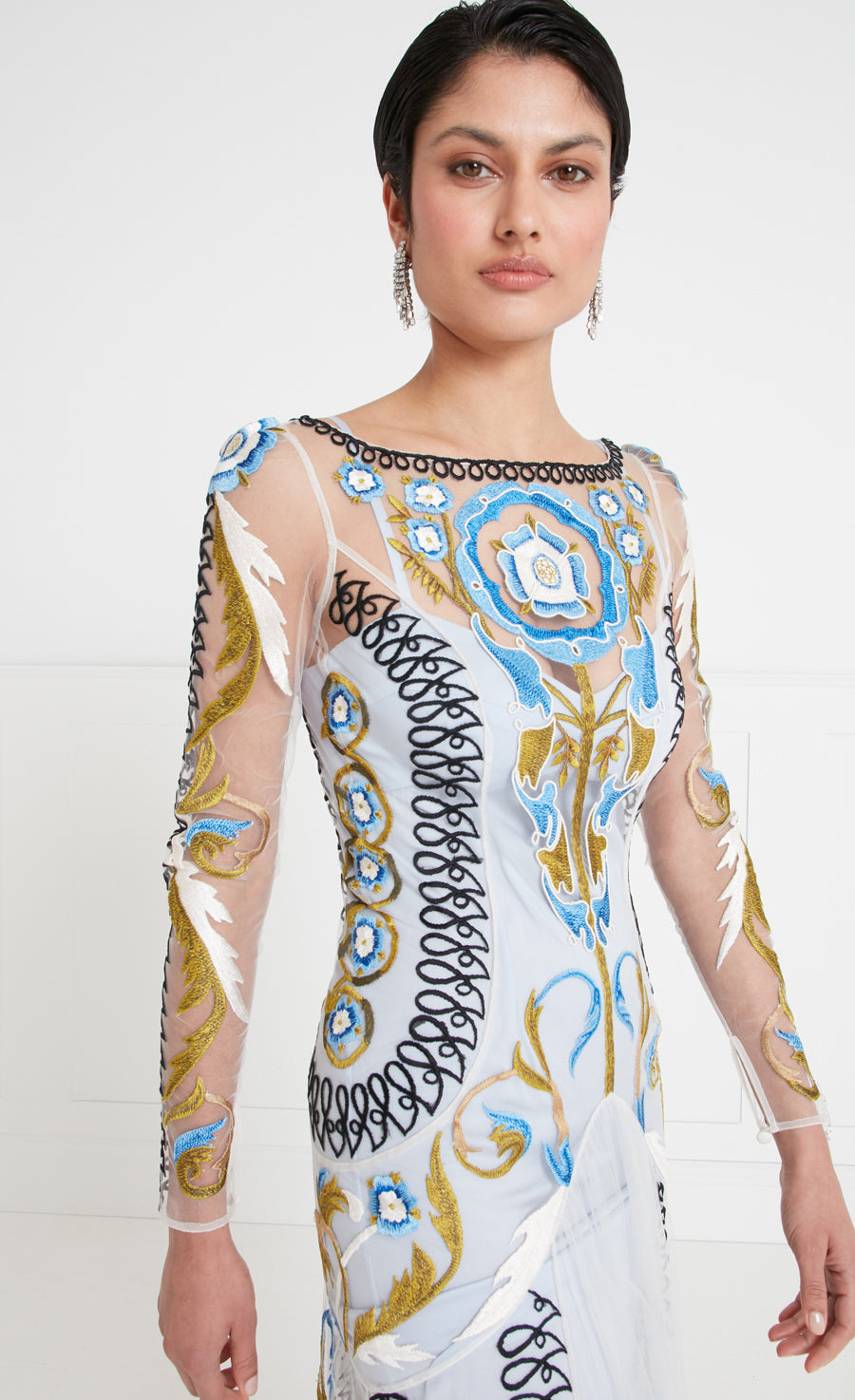 Temperley London Alessia sukienka niebieska maxi