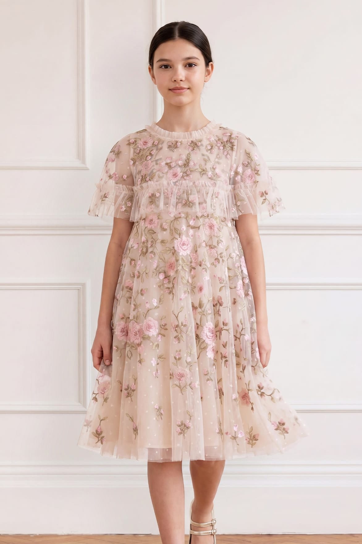 Needle & Thread Eden Rose Cape Kids Dress sukienka kremowa 3-12 lat