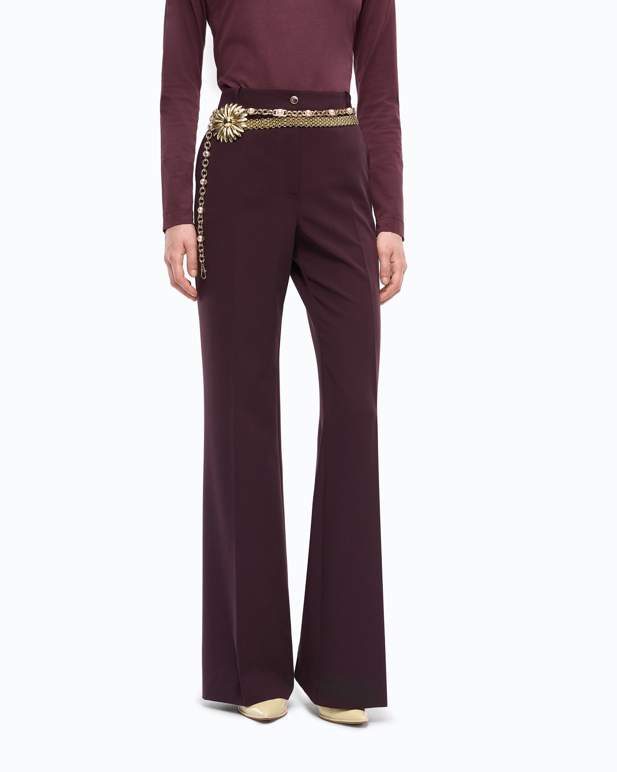 Pinko Petalo Pants spodnie palazzo bordowe