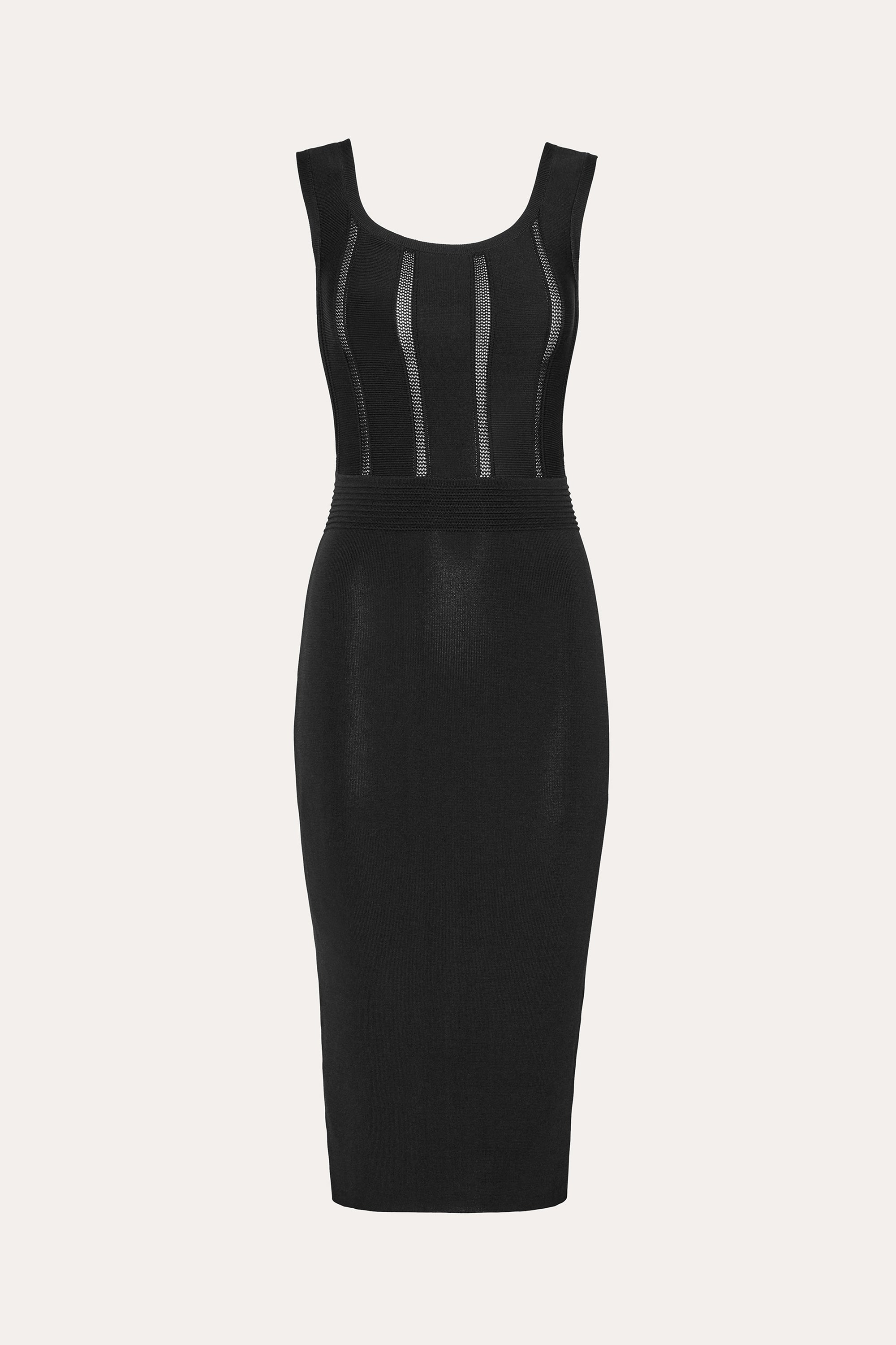 Elie Tahari Sylvie Milano Pointelle sukienka midi czarna