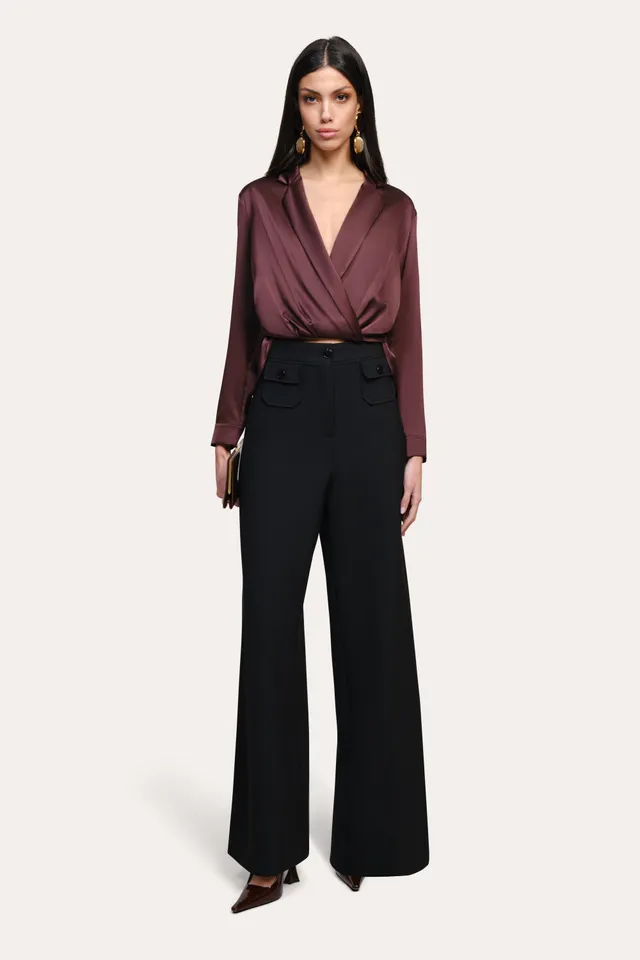 Elie Tahari Violette bluzka Aubergine jedwab
