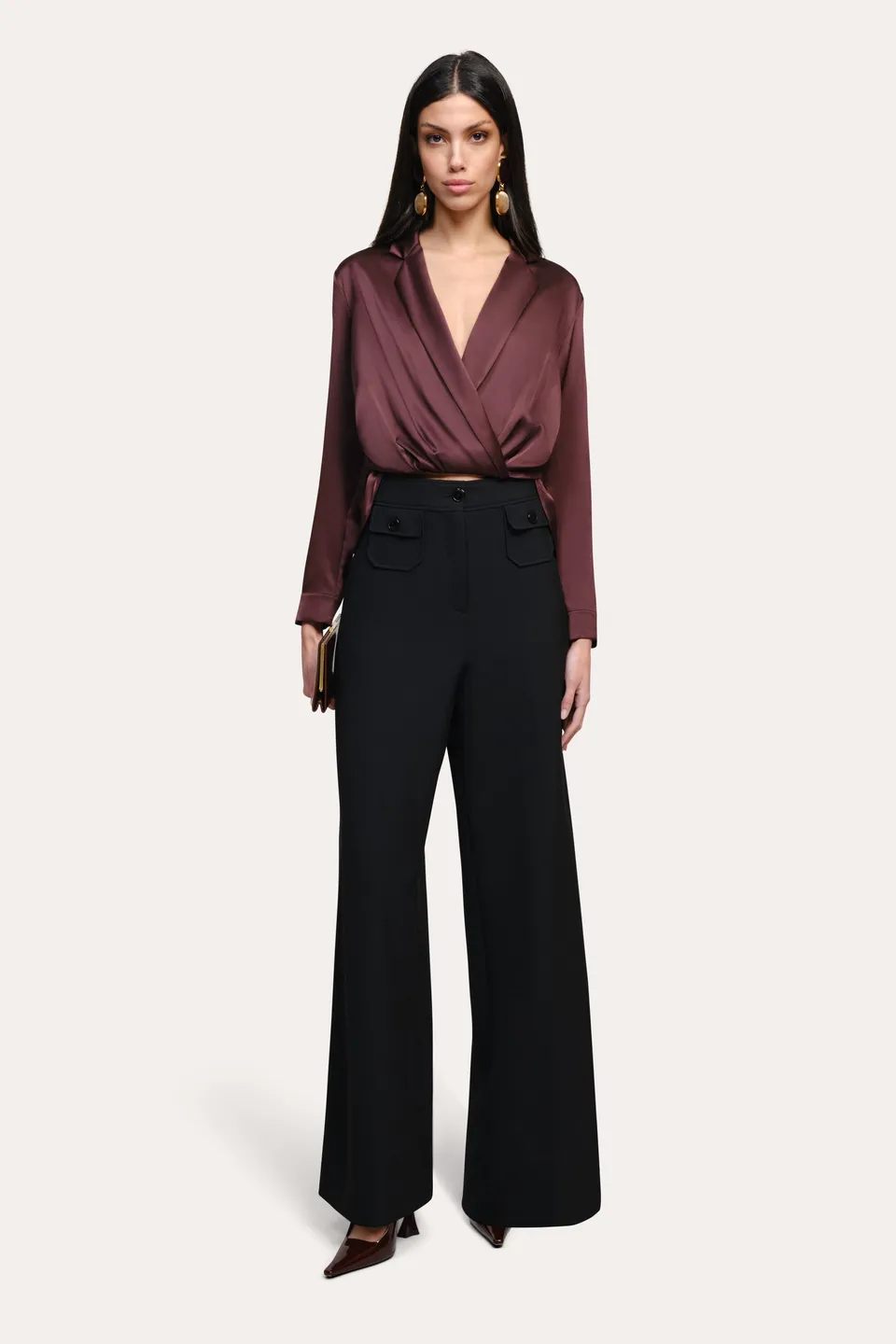 Elie Tahari Violette bluzka Aubergine jedwab