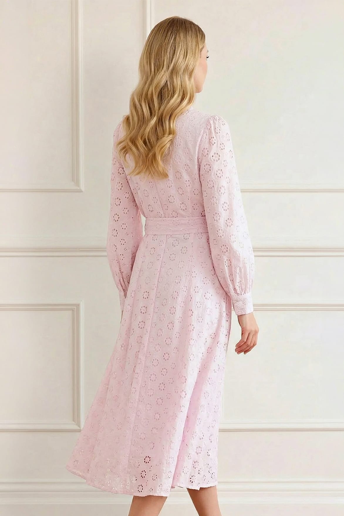 Needle & Thread Romilly Broderie Shirt Dress sukienka różowa