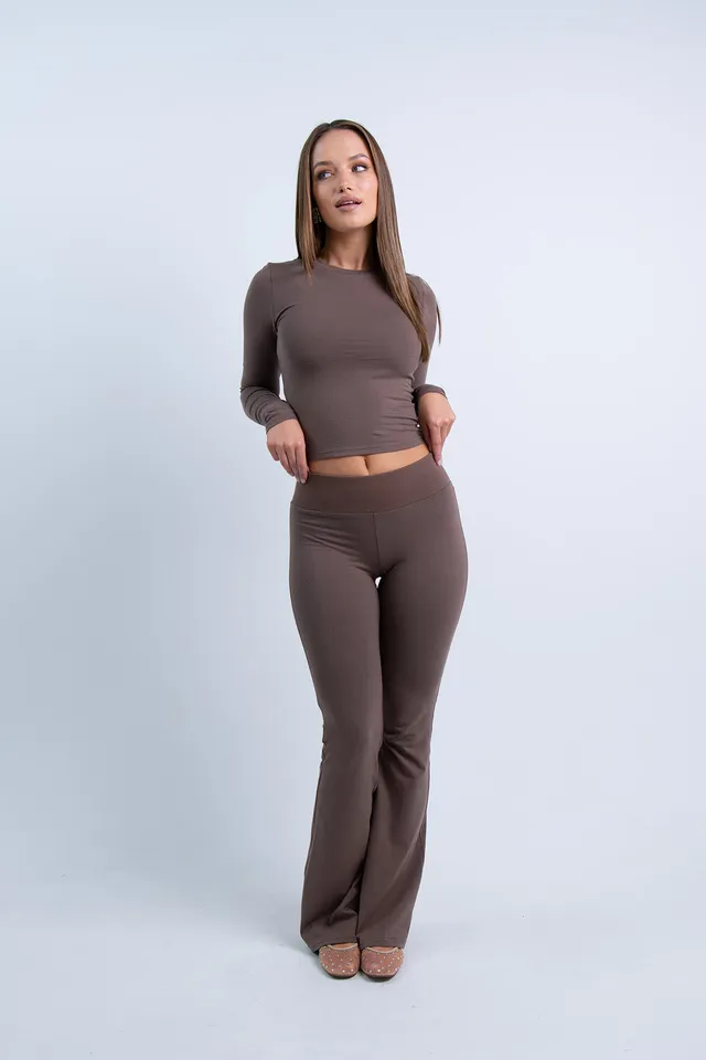 Nudyess Aspen spodnie Chocolate rozszerzana nogawka