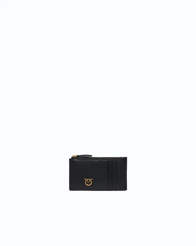Pinko Zipped Card Holder etui czarne skóra