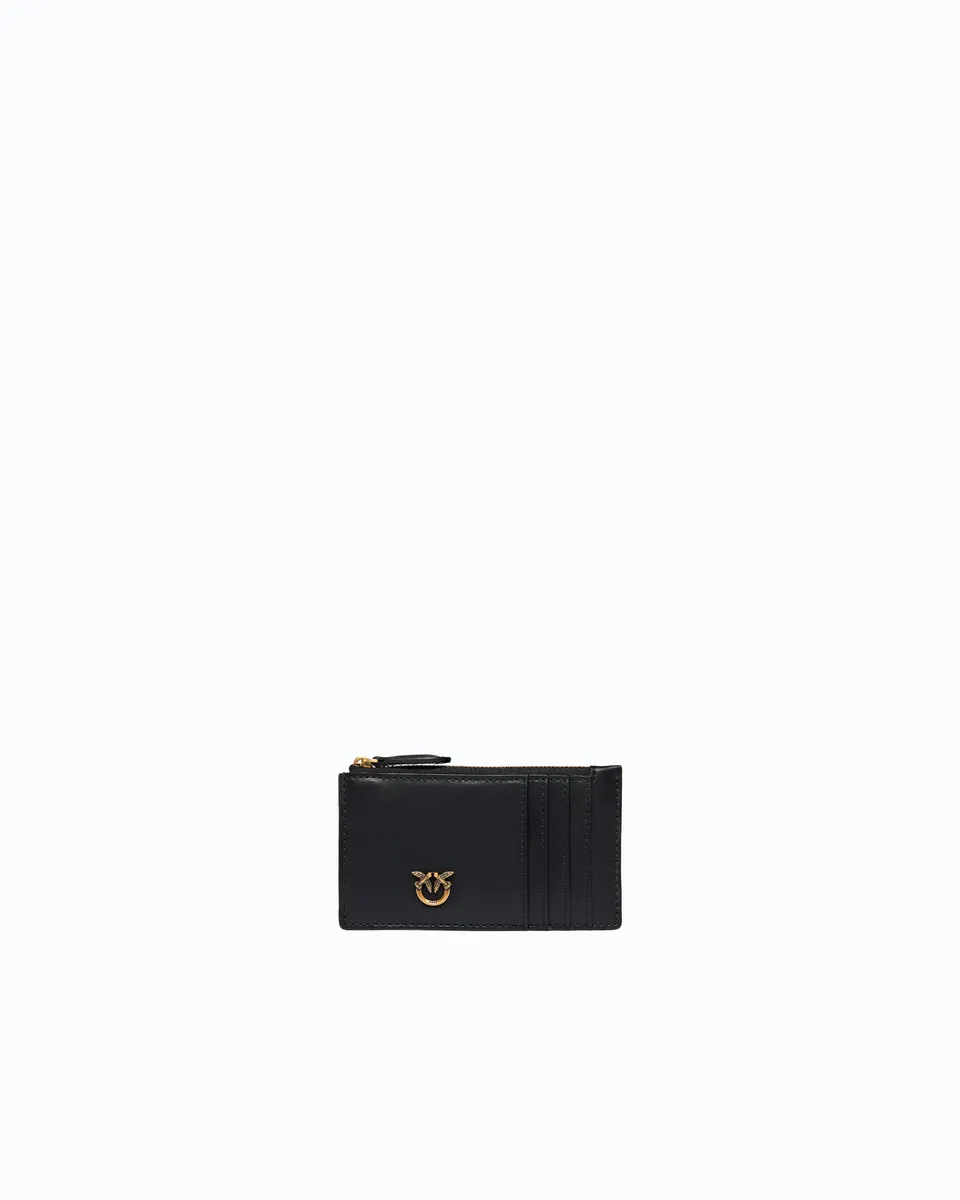 Pinko Zipped Card Holder etui czarne skóra