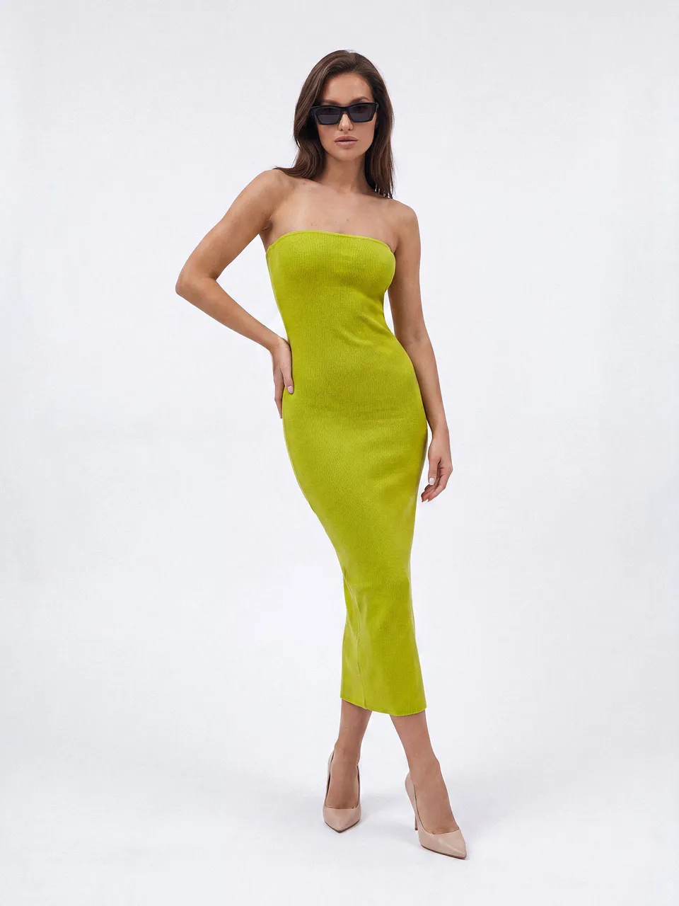 Nudyess Melrose sukienka midi Lime tuba