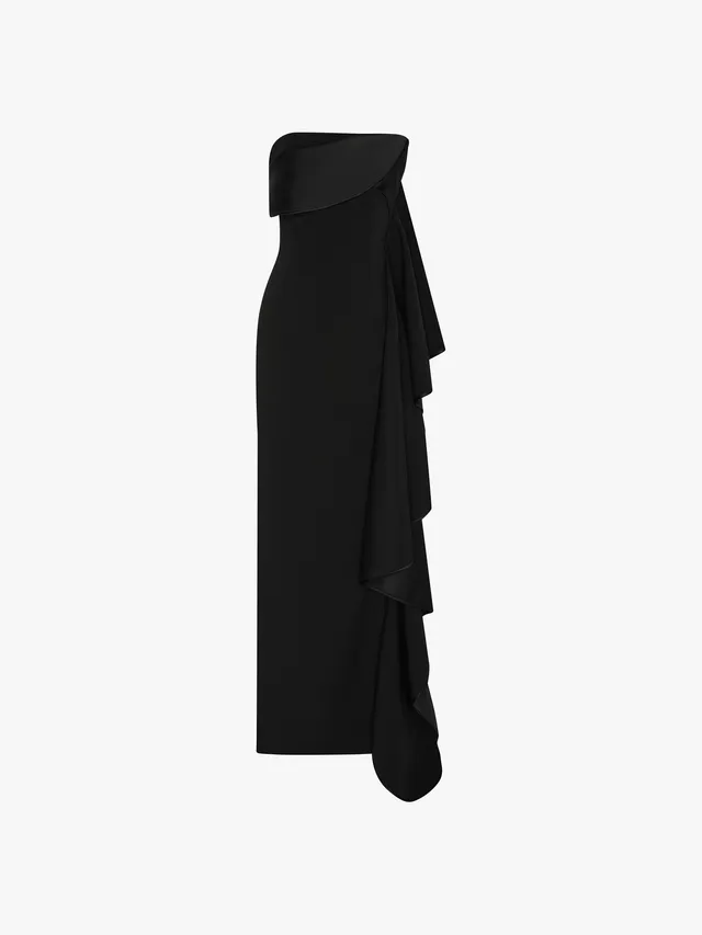 Solace London Andress sukienka maxi czarna bez ramiączek