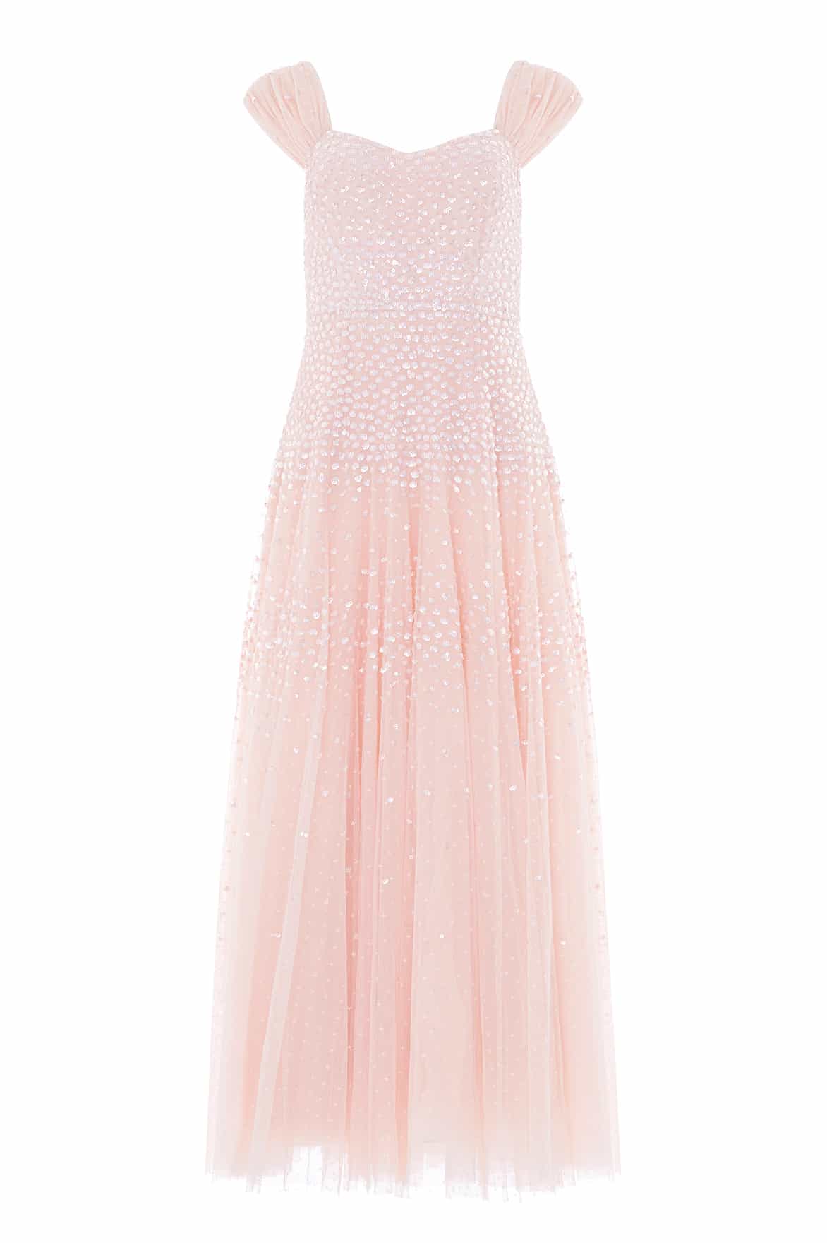 Needle & Thread Sunrise Sequin Sweetheart Ankle Gown sukienka różowa
