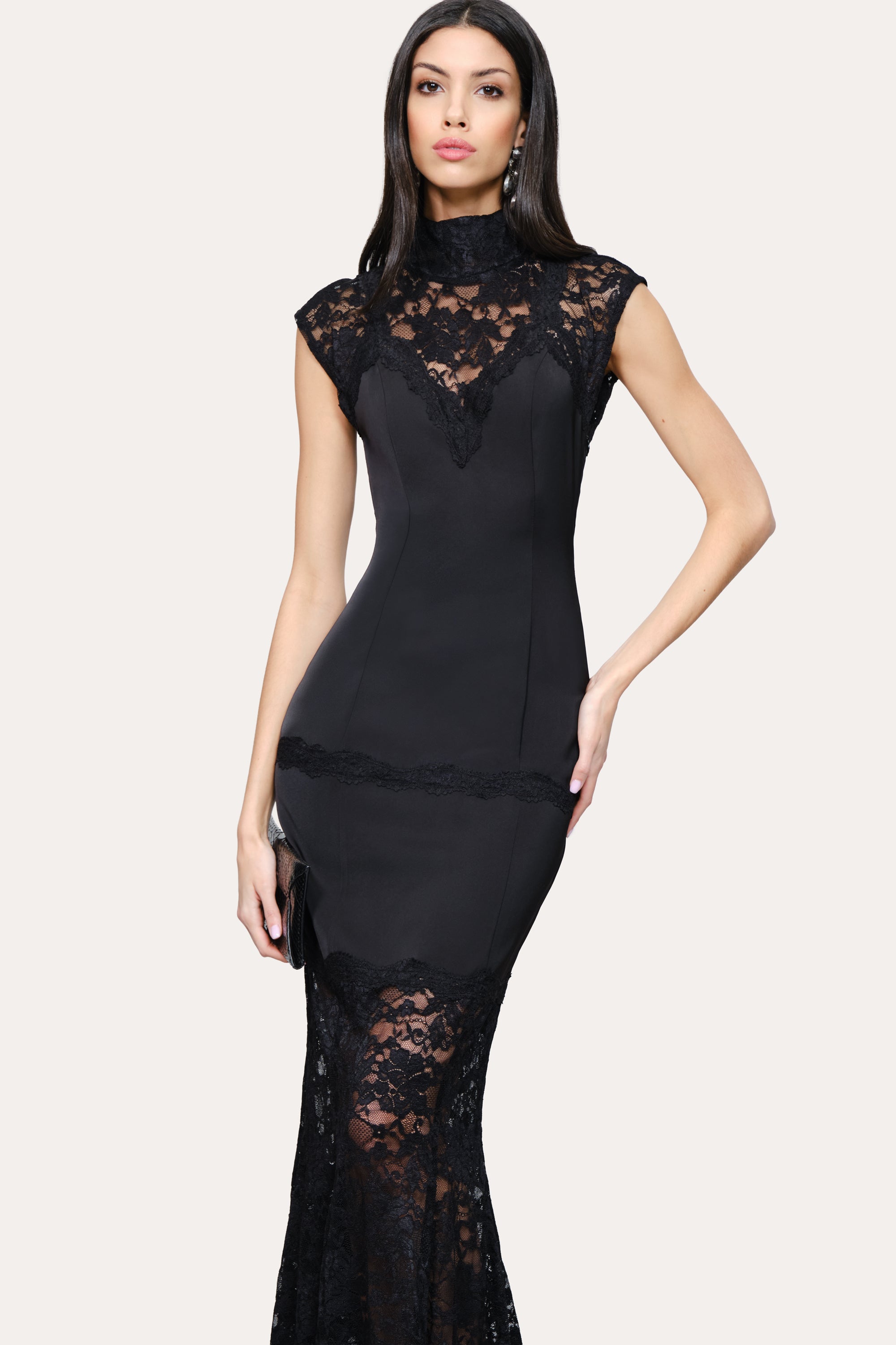 Elie Tahari Seraphine sukienka wieczorowa czarna maxi