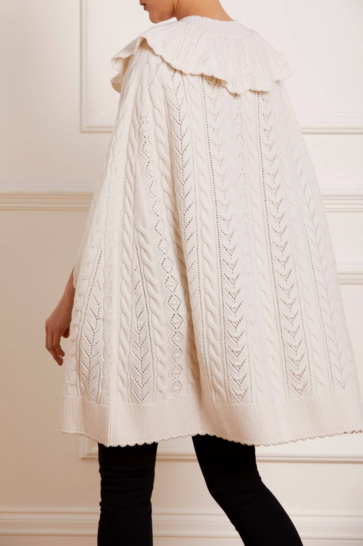 Needle & Thread Victoriana Cape peleryna Cream wełniana
