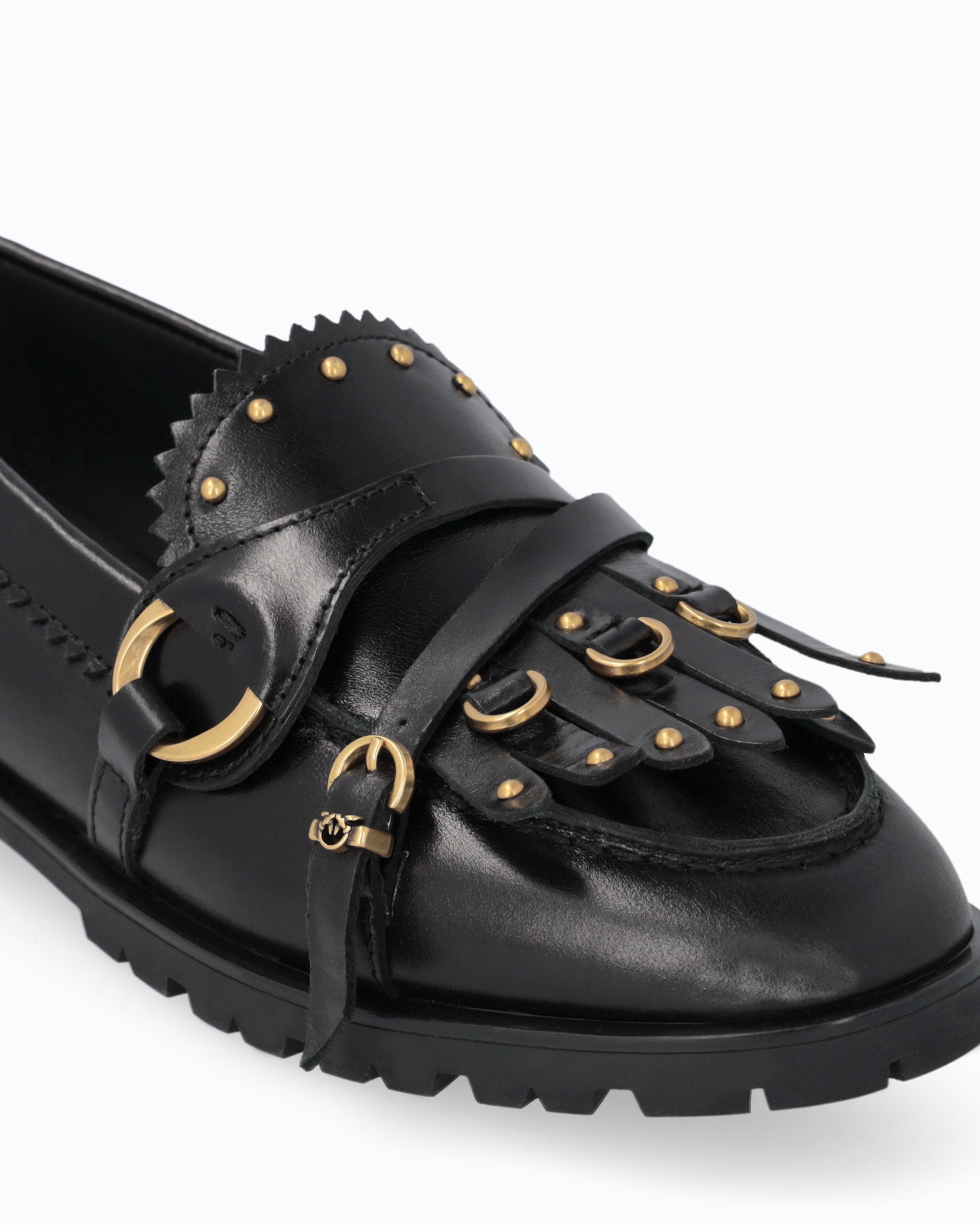 Pinko Nora 08 Loafer mokasyny skórzane czarne