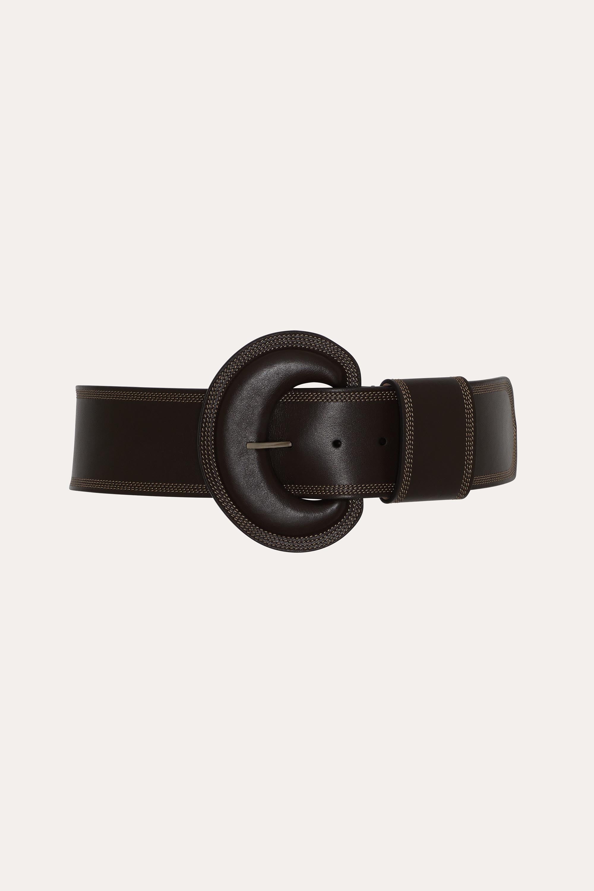 Elie Tahari Round Buckle pasek Brown skórzany