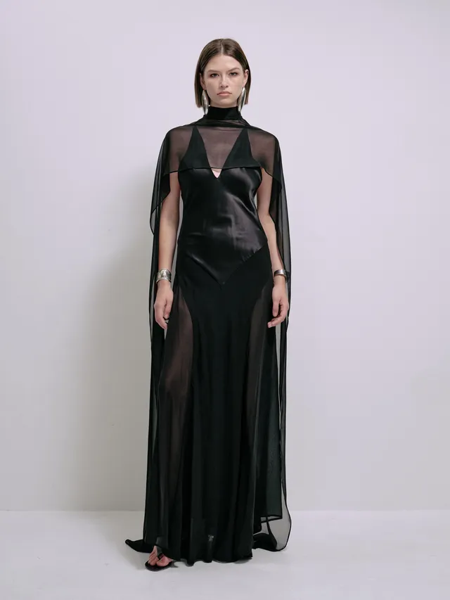 Delfi Collective Antonella sukienka czarna satynowa