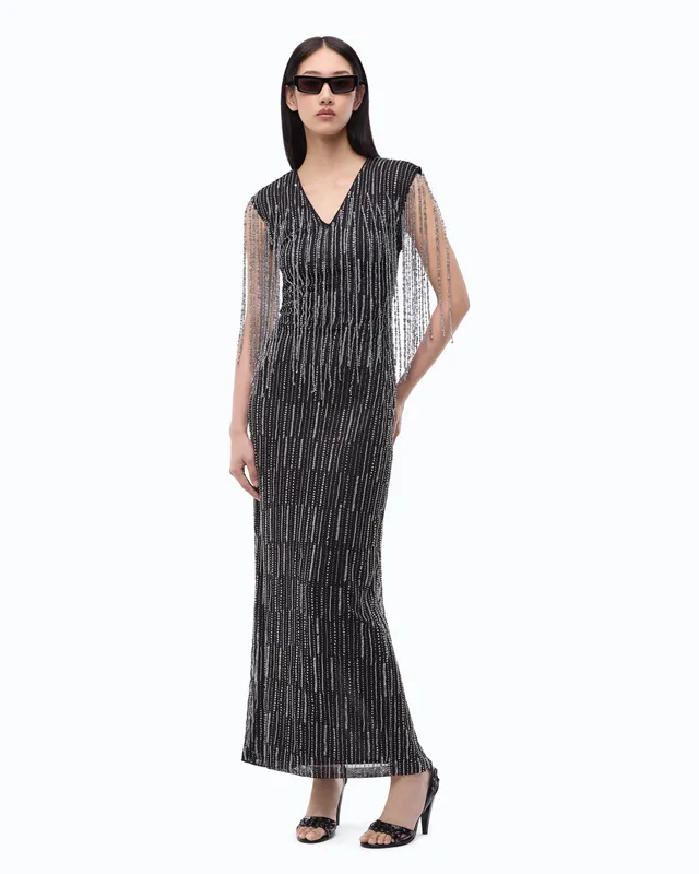 Pinko Alfa Dress sukienka wieczorowa długa czarna