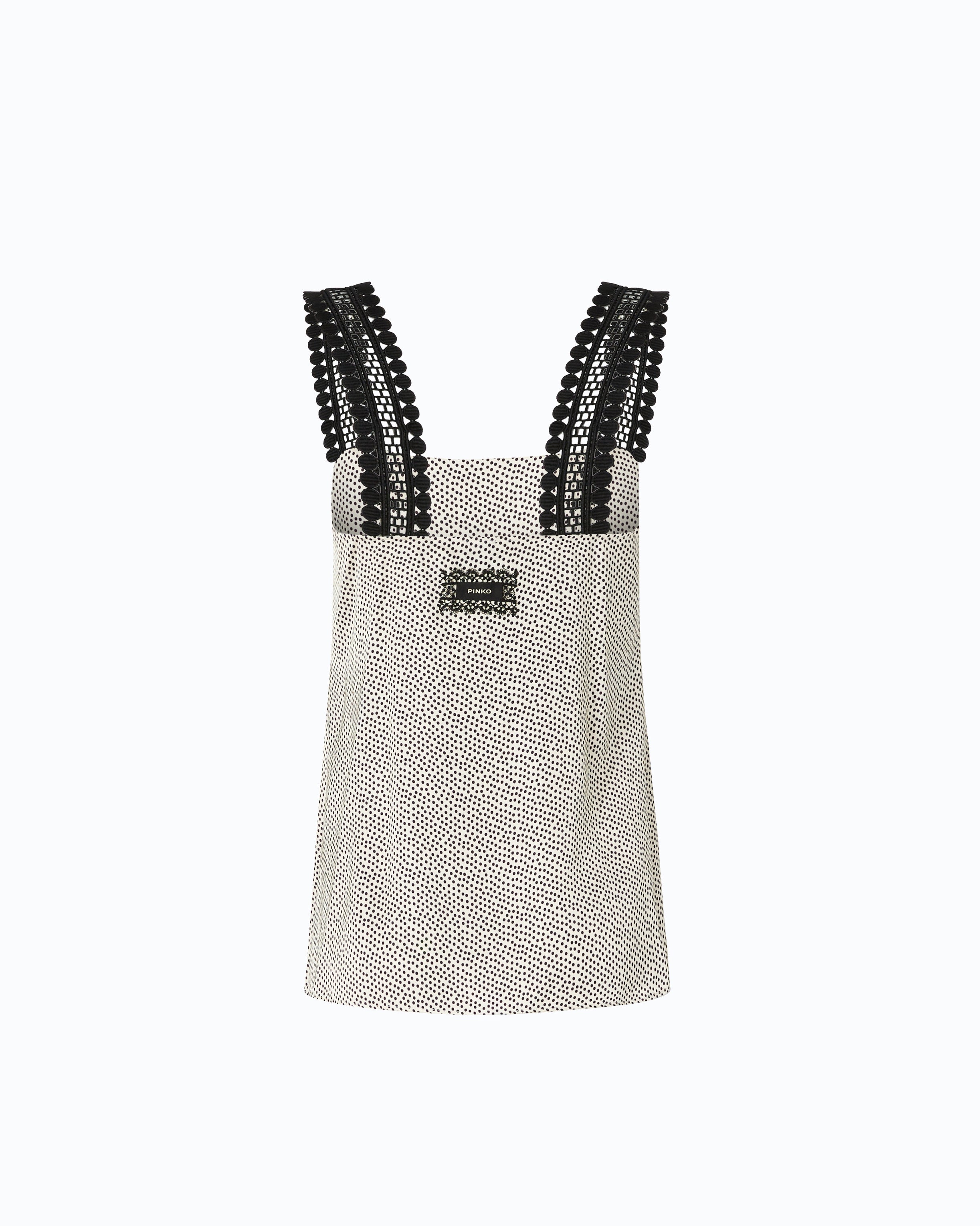Pinko Tuberosa top satynowy w kropki z koronką