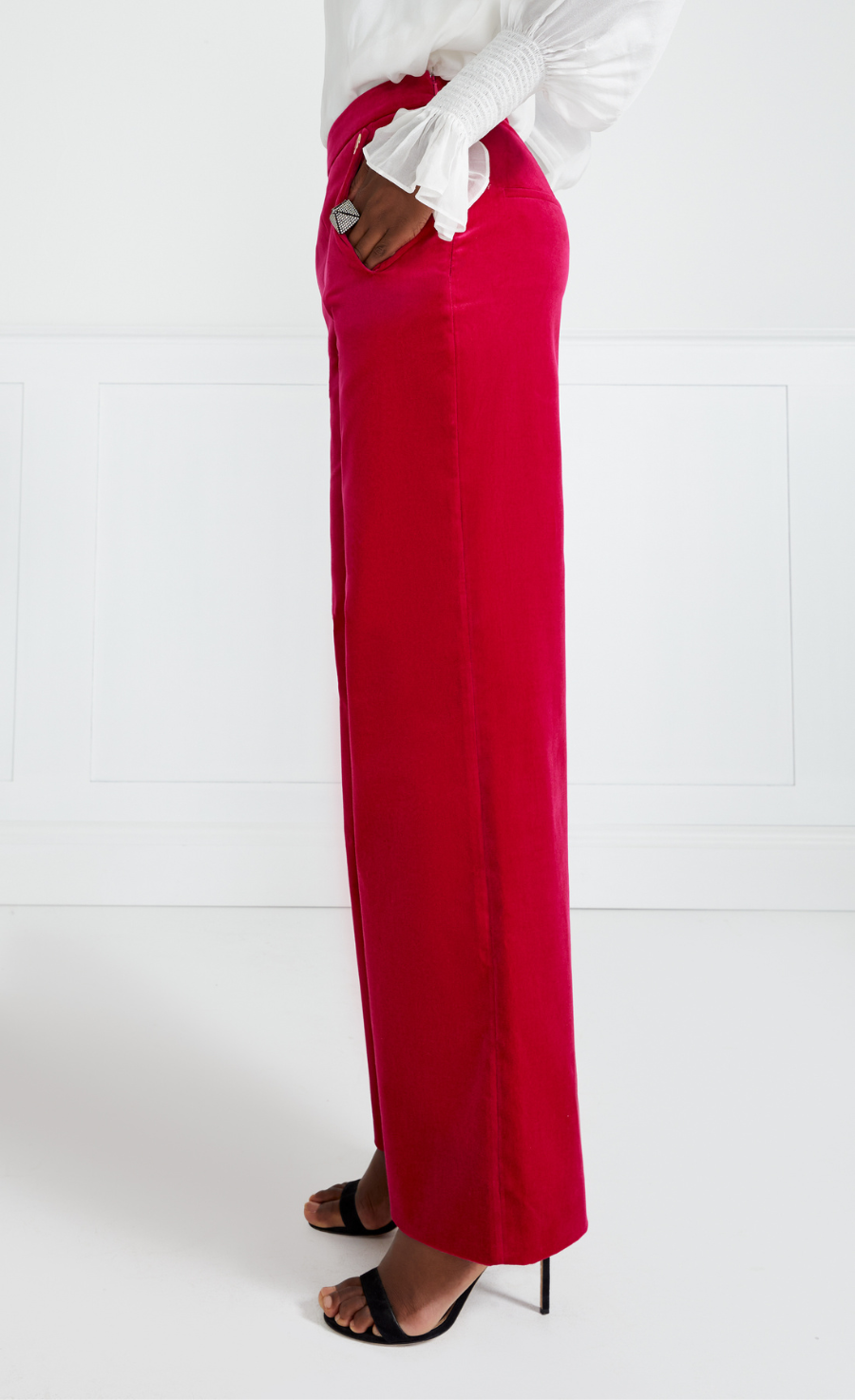 Temperley London Clove spodnie welur różowe