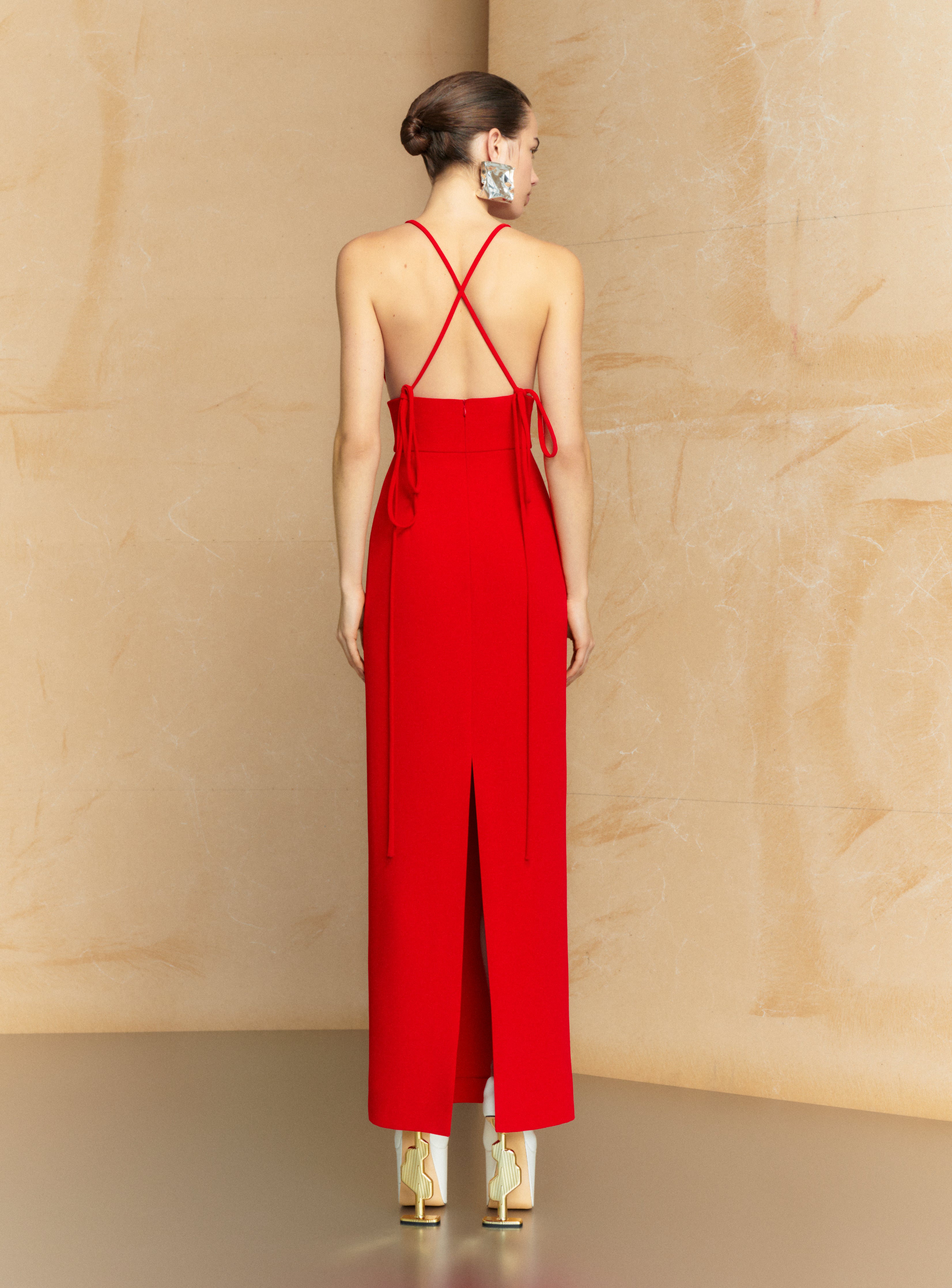 Solace London Milly sukienka maxi czerwona bez rękawów