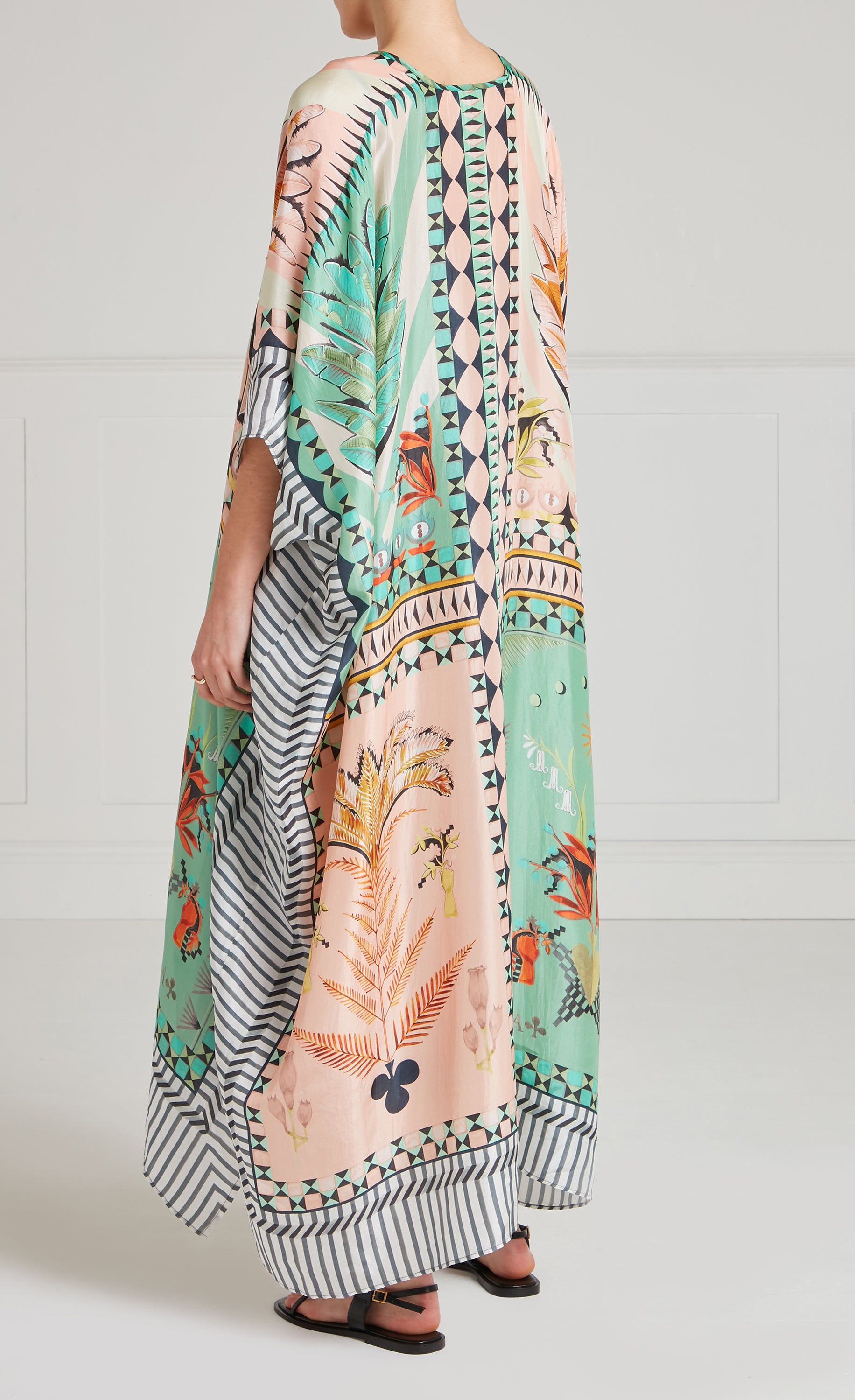 Temperley London Amber kaftan jedwabny Bellini Mix