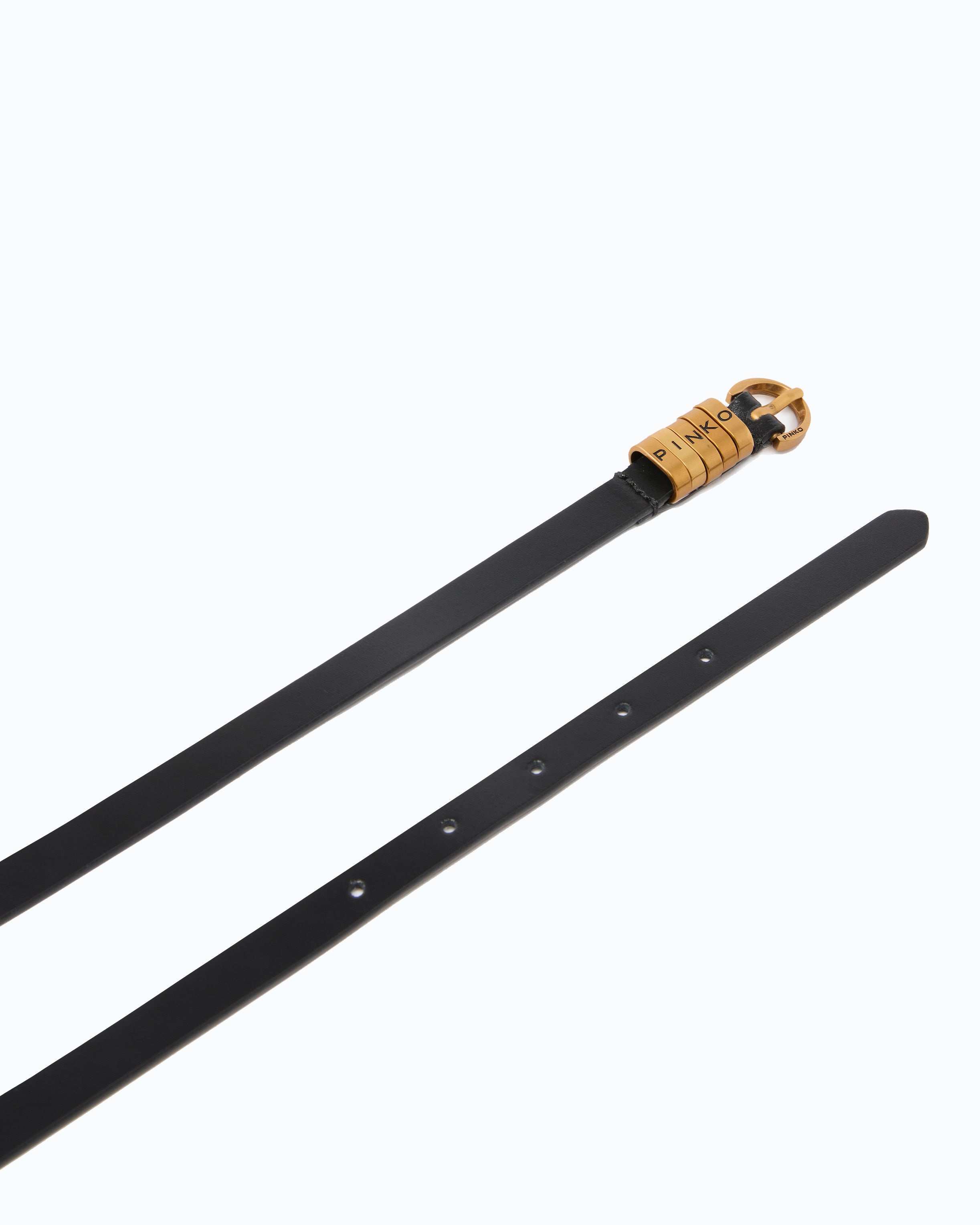 Pinko Saddle Belt H1 pasek skórzany wąski 1,2 cm