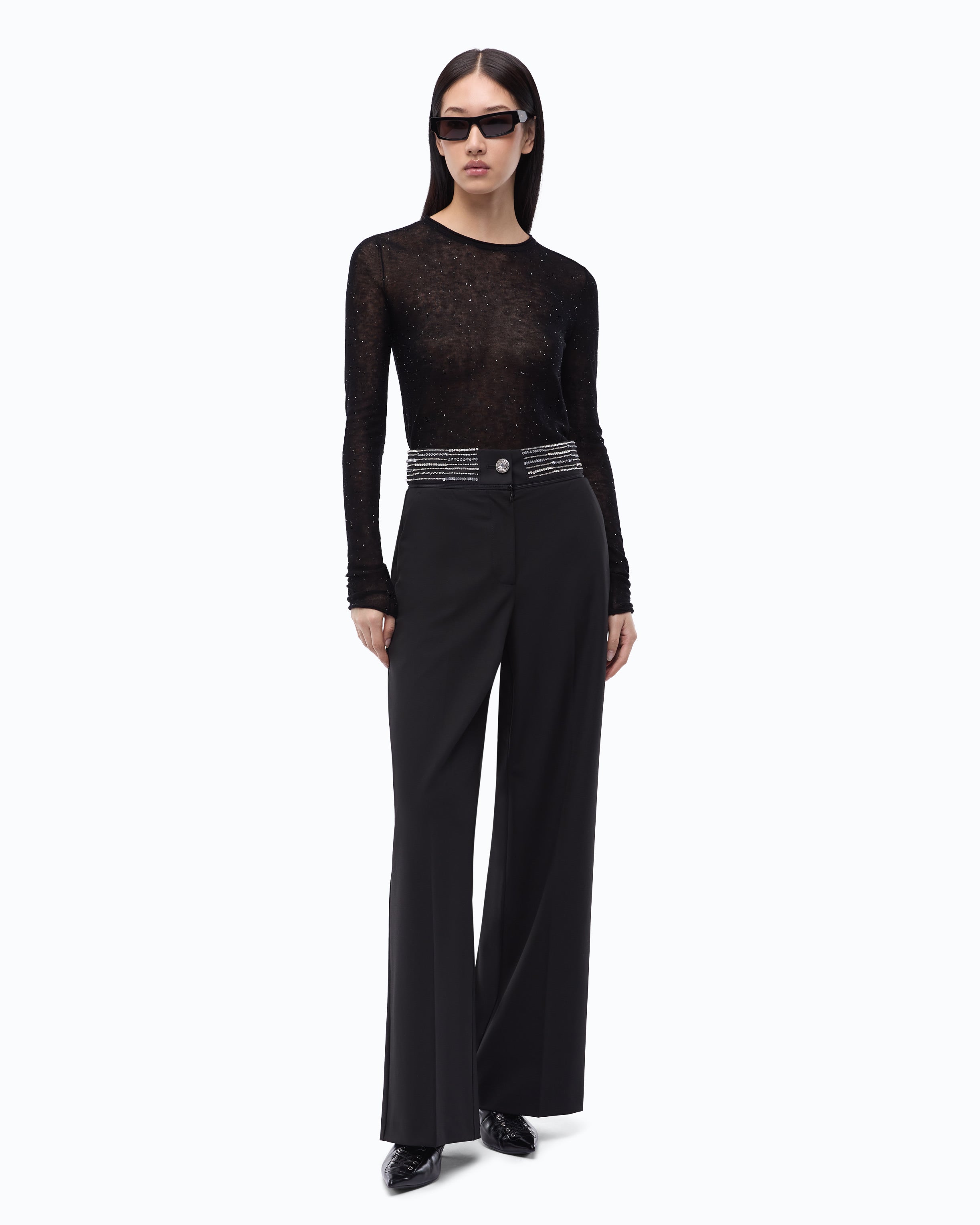 Pinko Pico Sweater sweter cekiny okrągły dekolt