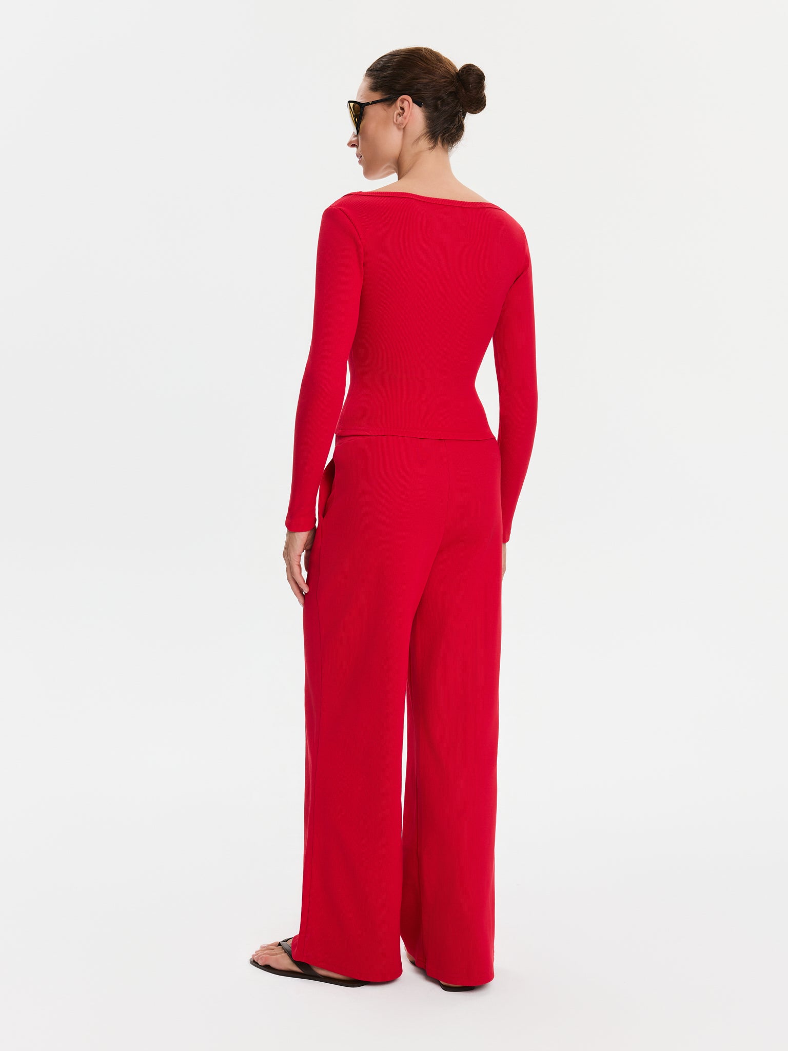 Nudyess Alba top basic Red długi rękaw z łódką