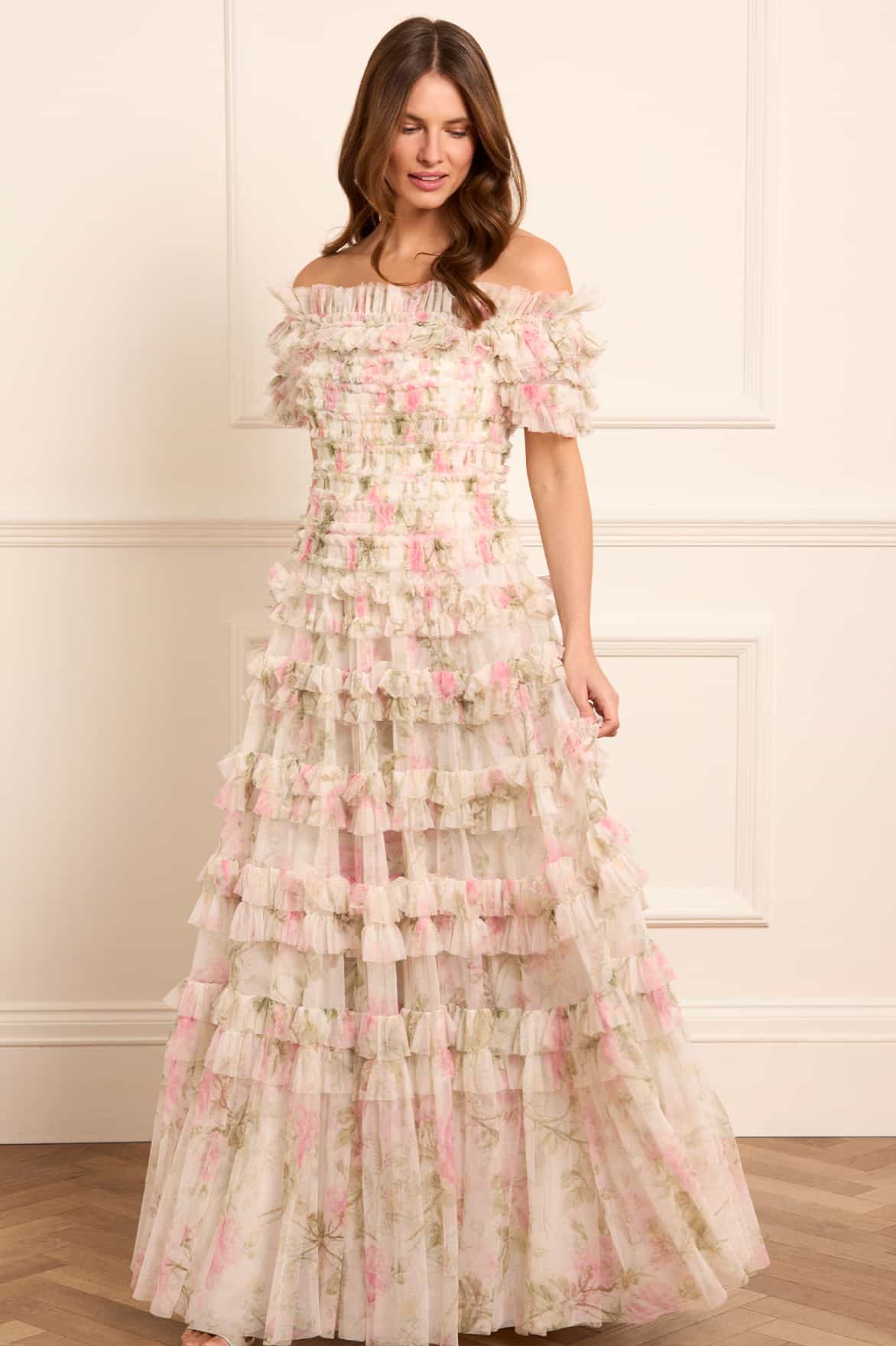 Needle & Thread Rose Lisette Off-Shoulder sukienka wieczorowa Multi tiulowa