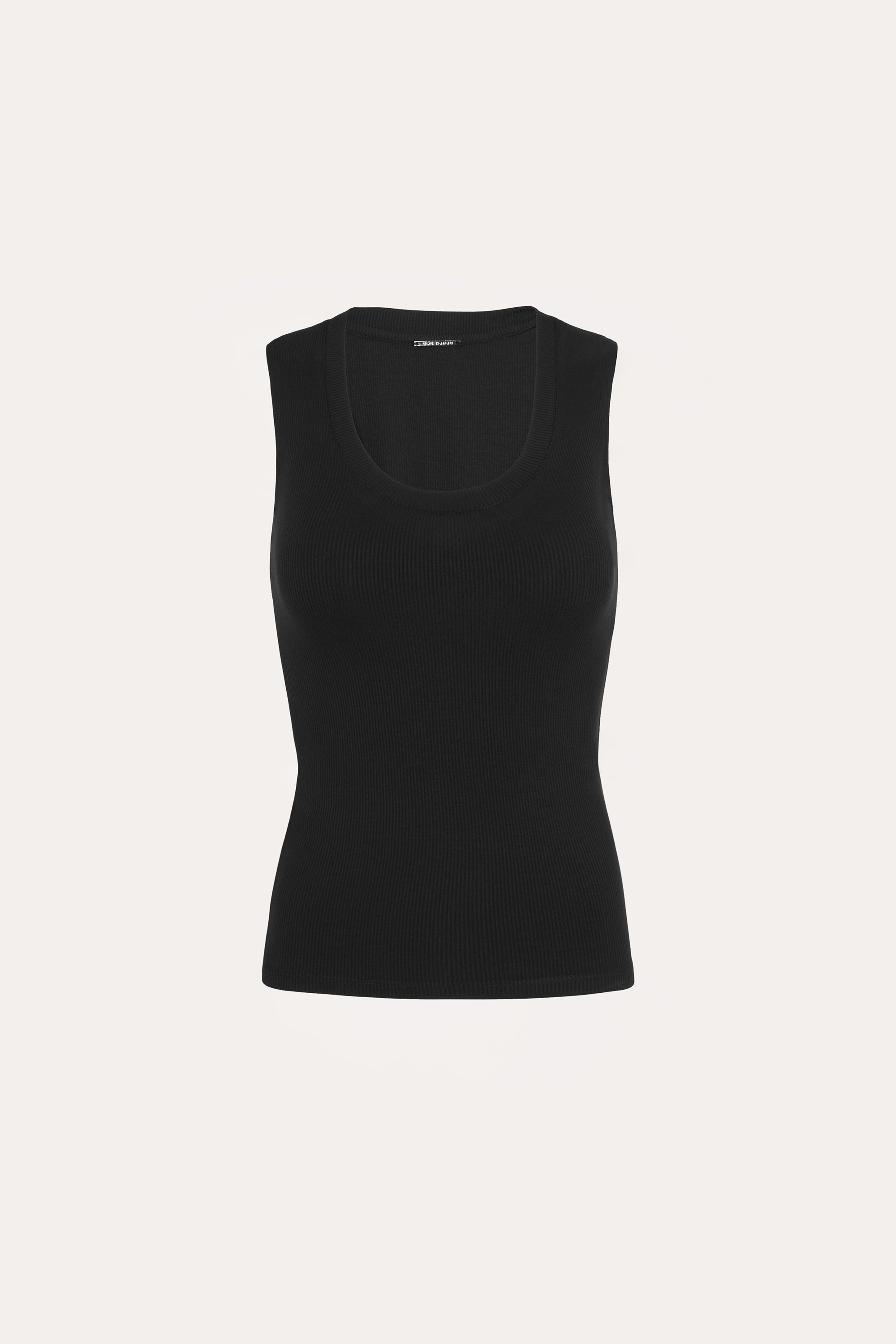 Elie Tahari E253P505 top czarny prążkowany