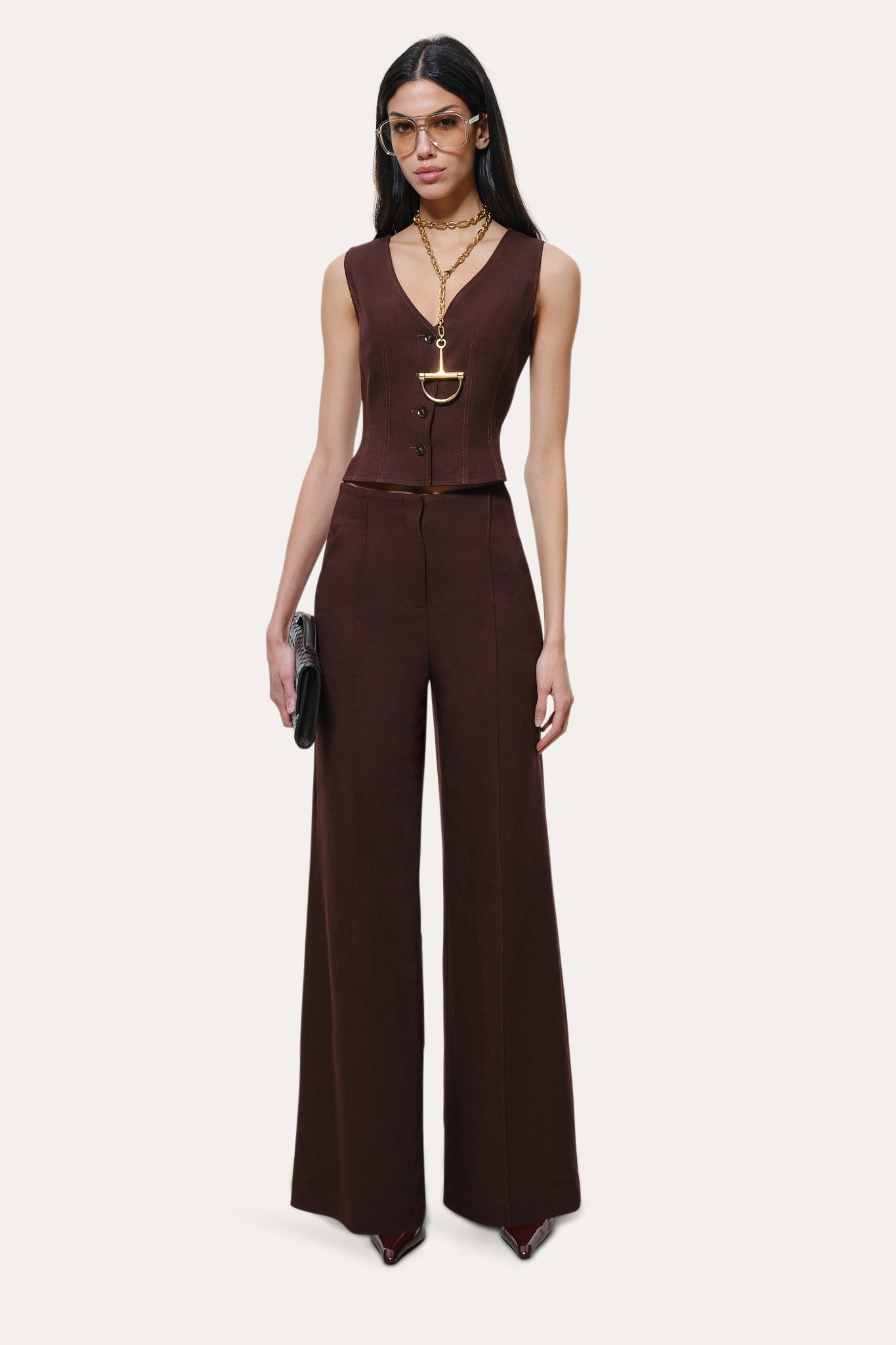 Elie Tahari Zoe E3019206 spodnie Port Wine flare