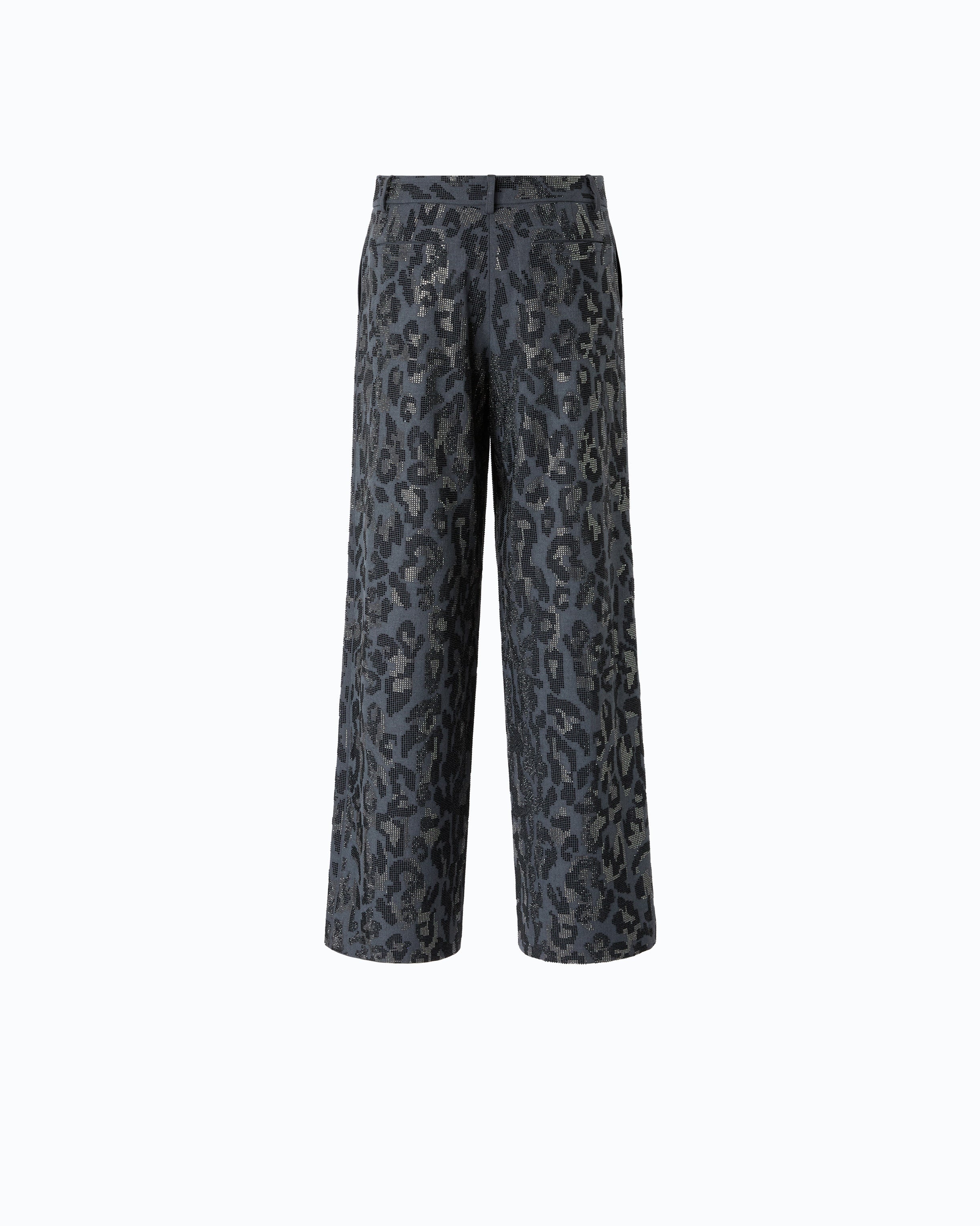 Pinko Jeep Pants spodnie wide leg szare maculato