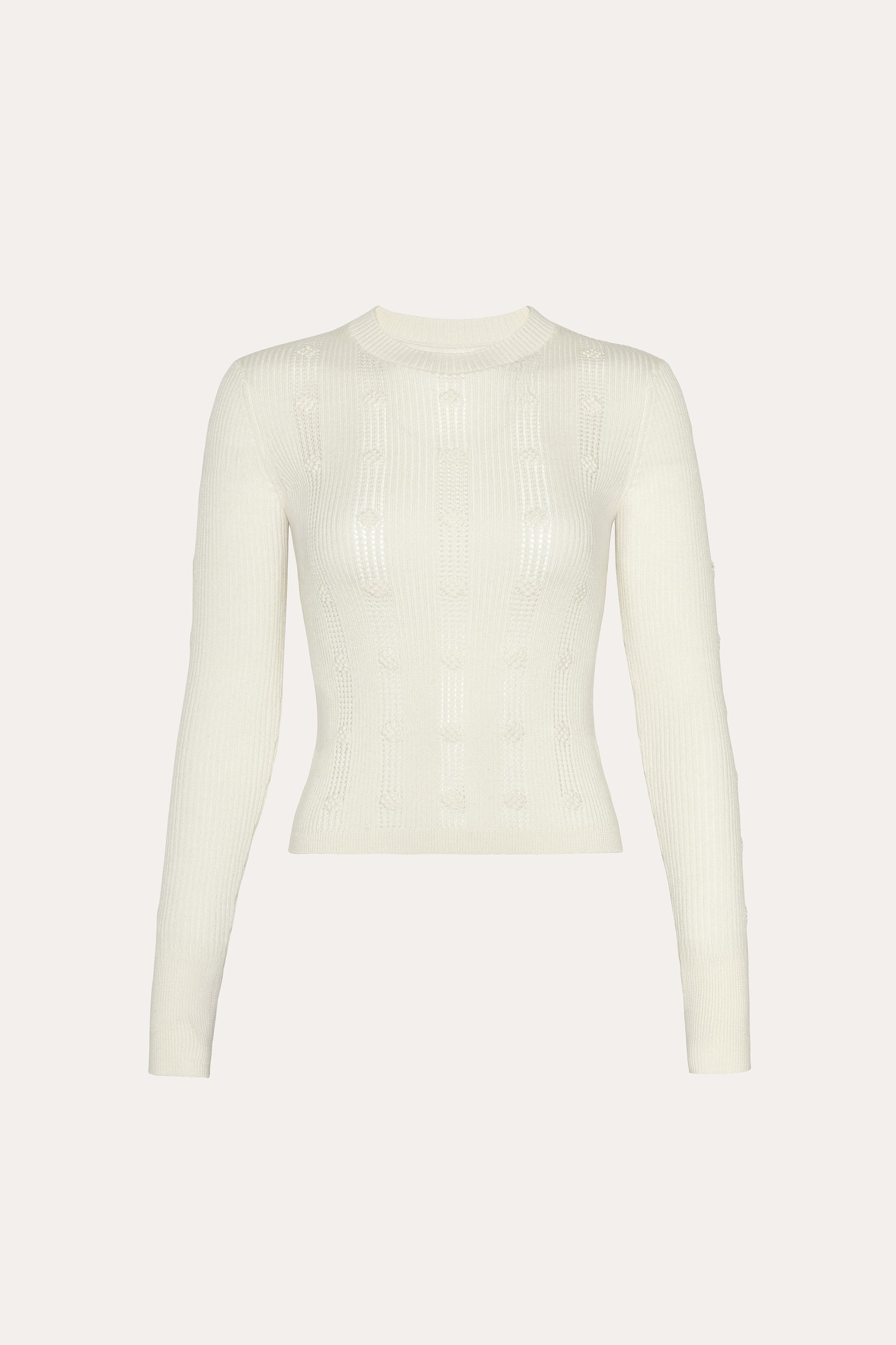 Elie Tahari sweter wełniano-jedwabny Ivory ażurowy