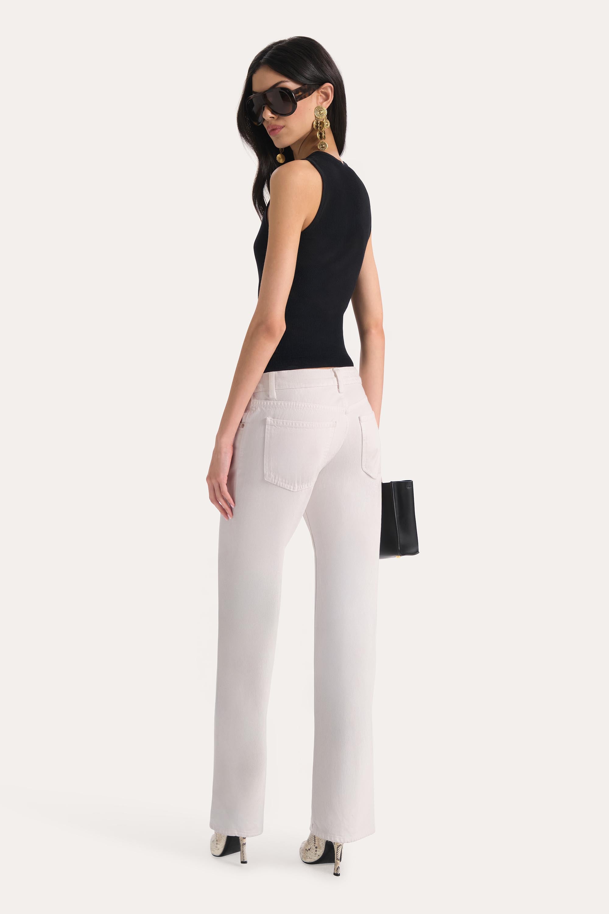 Elie Tahari E253P505 top czarny prążkowany