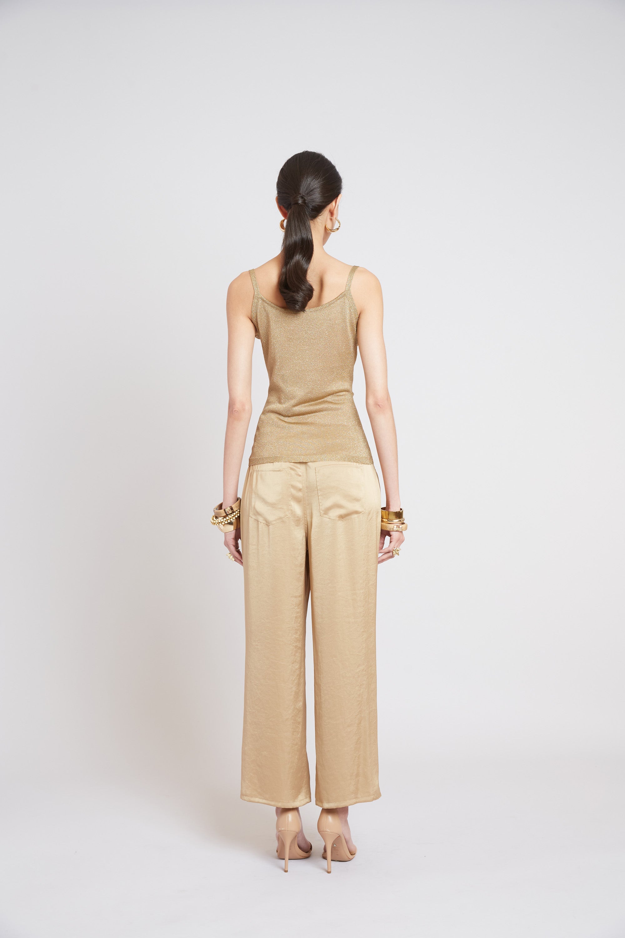 Elie Tahari Fluid spodnie Sandcastle satyna