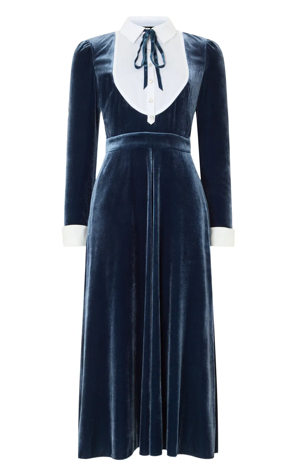 Temperley London Pompidou sukienka Slate Blue midi aksamit