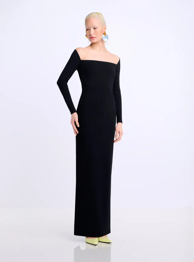 Solace London Lolita sukienka maxi Black długi rękaw