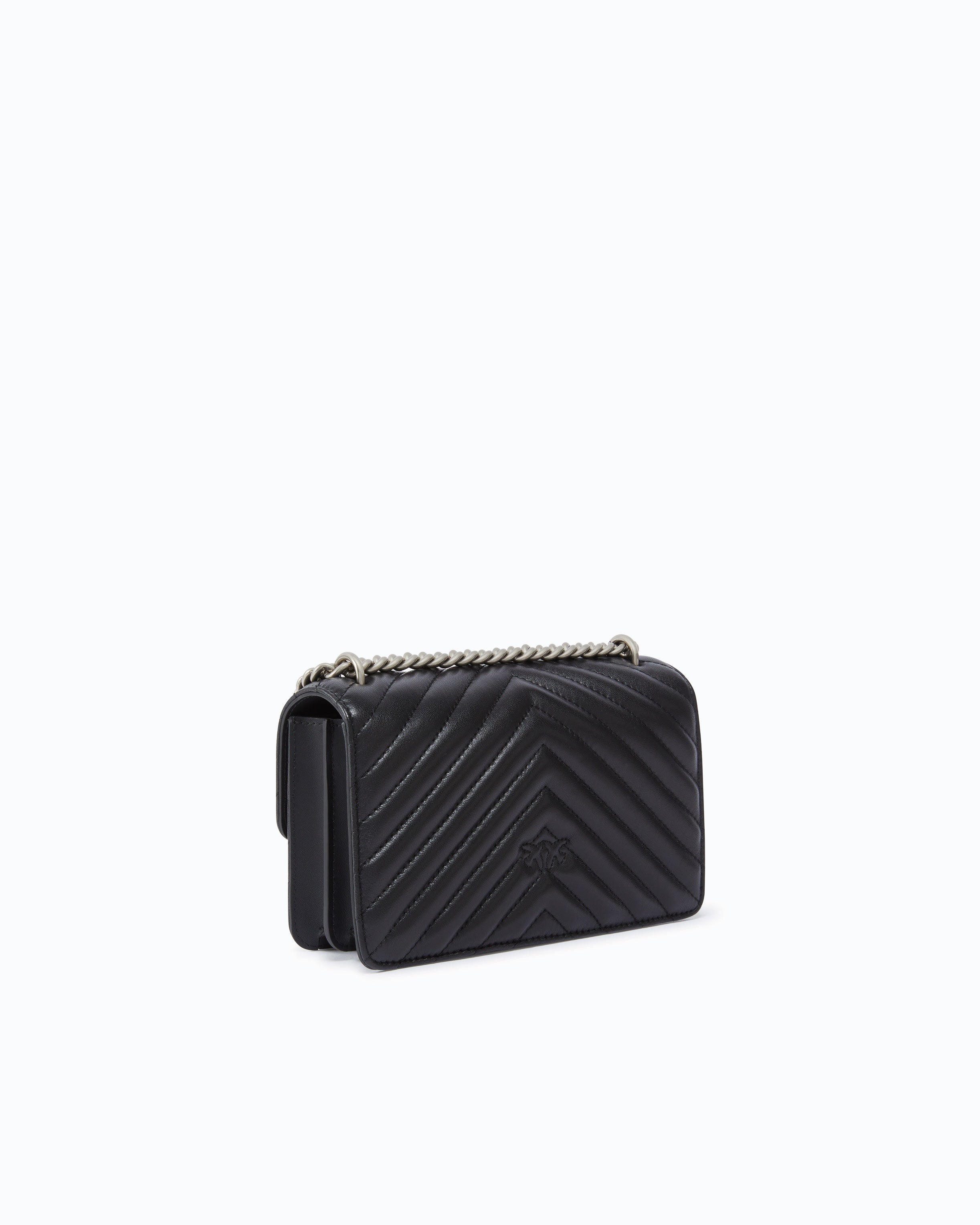 Pinko Love One Mini torebka czarna chevron skórzana