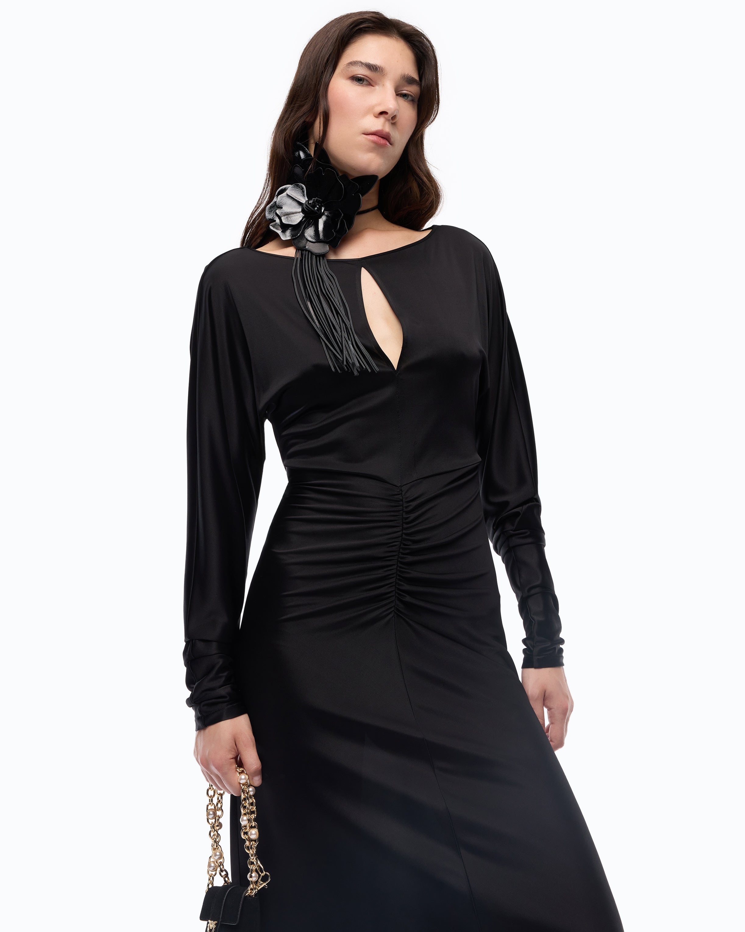 Pinko Lybra Dress sukienka midi czarna satyna