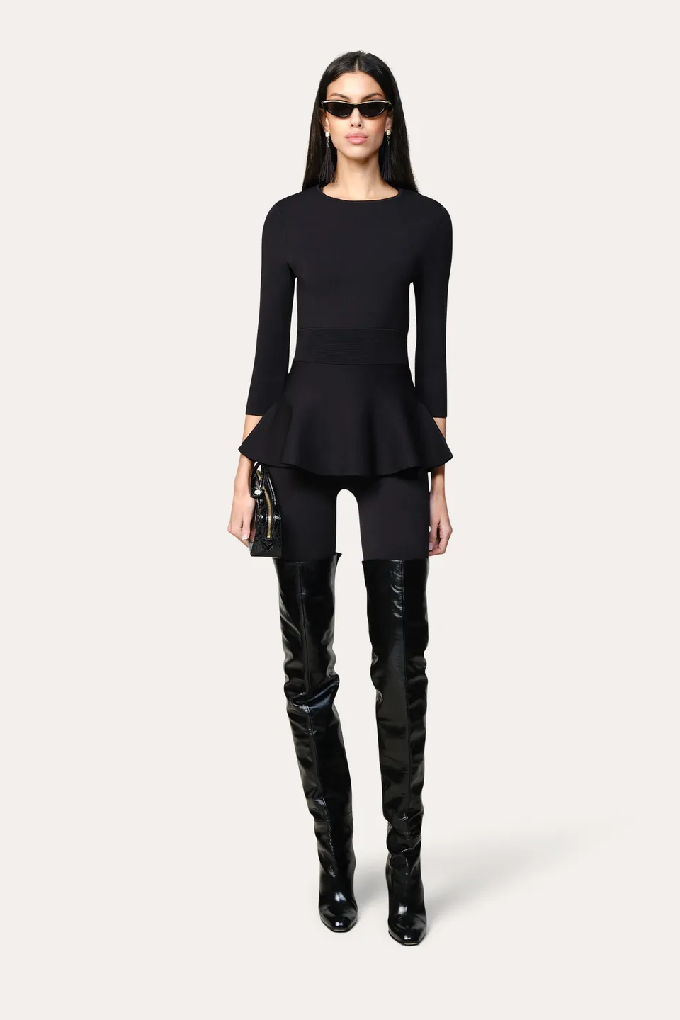 Elie Tahari Milano Sculpt ED5YJ515 top czarny dopasowany
