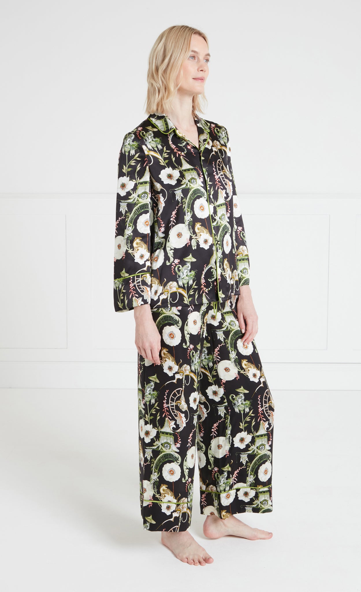 Temperley London Aphrodite spodnie piżamowe czarne