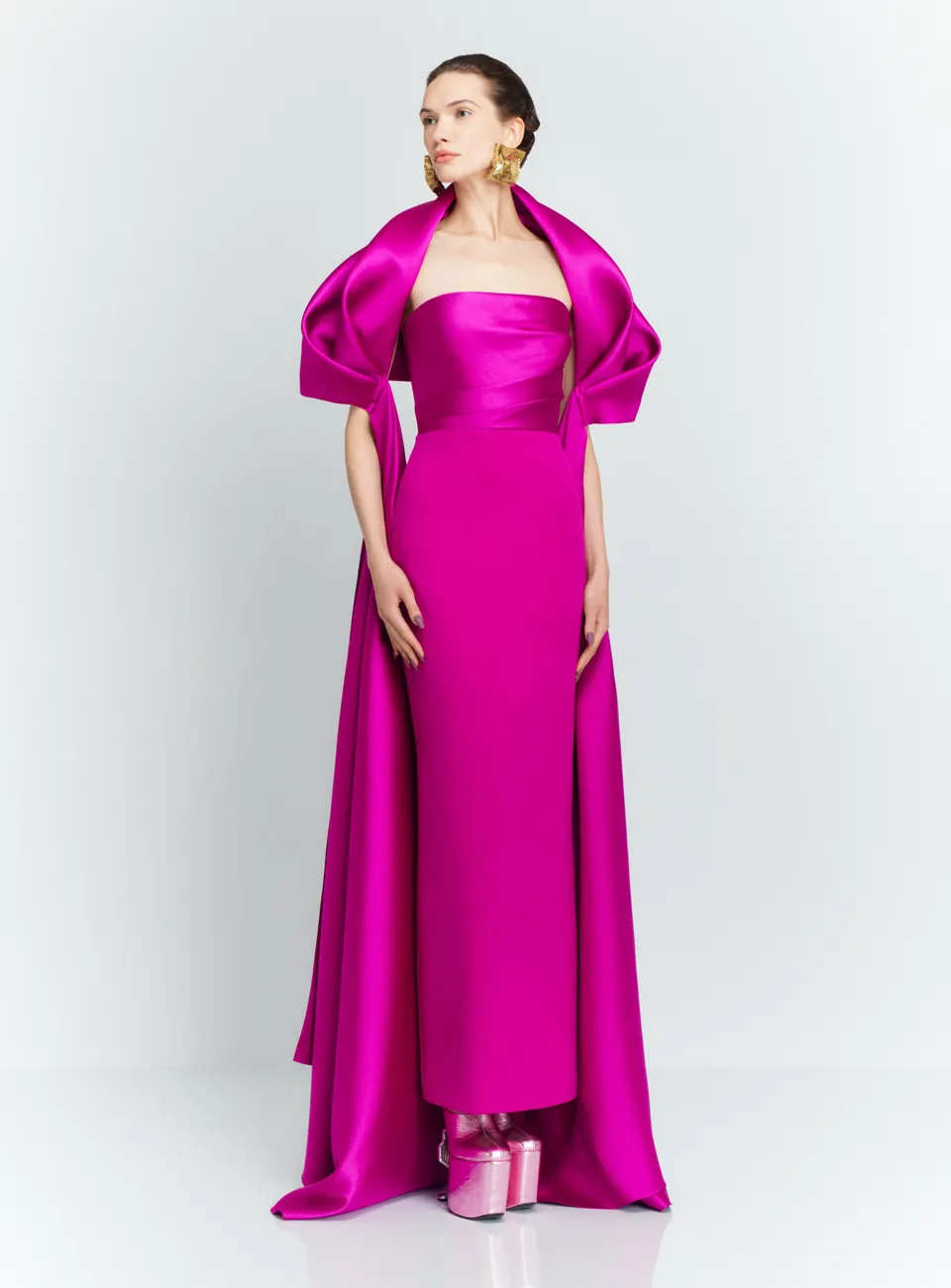 Solace London The Vera Maxi sukienka fuksja bez ramiączek