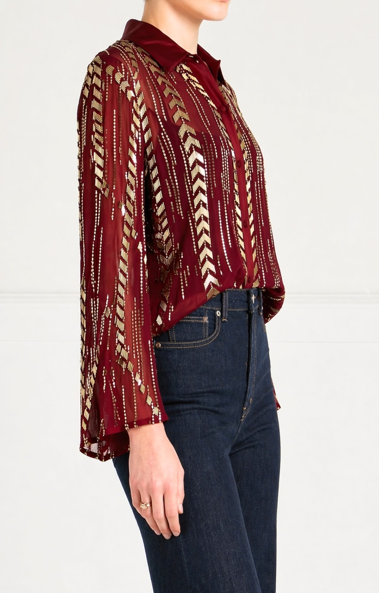 Temperley London Viola koszula cekinowa Claret