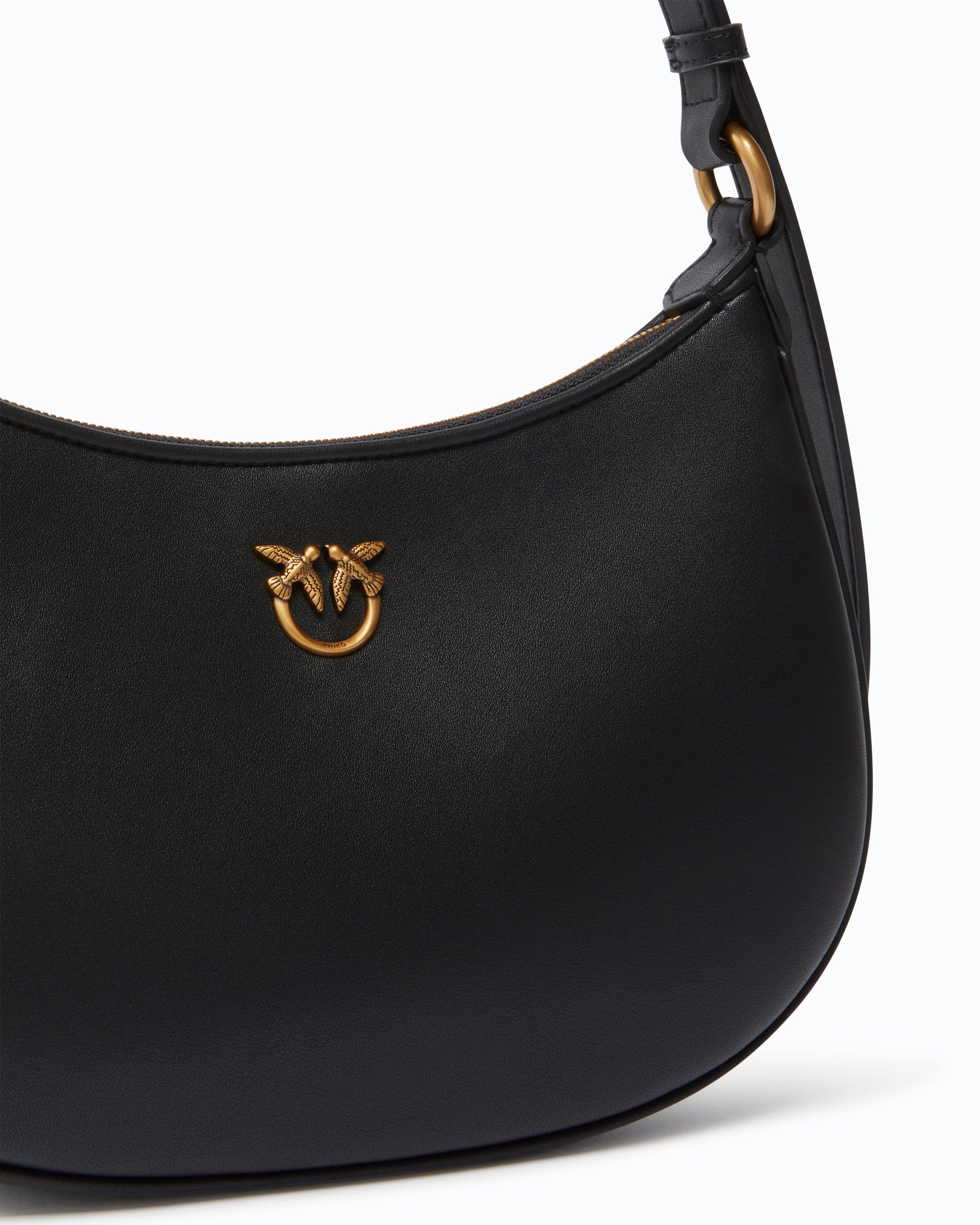 Pinko Mini Love Bag Half Moon torebka skórzana czarna