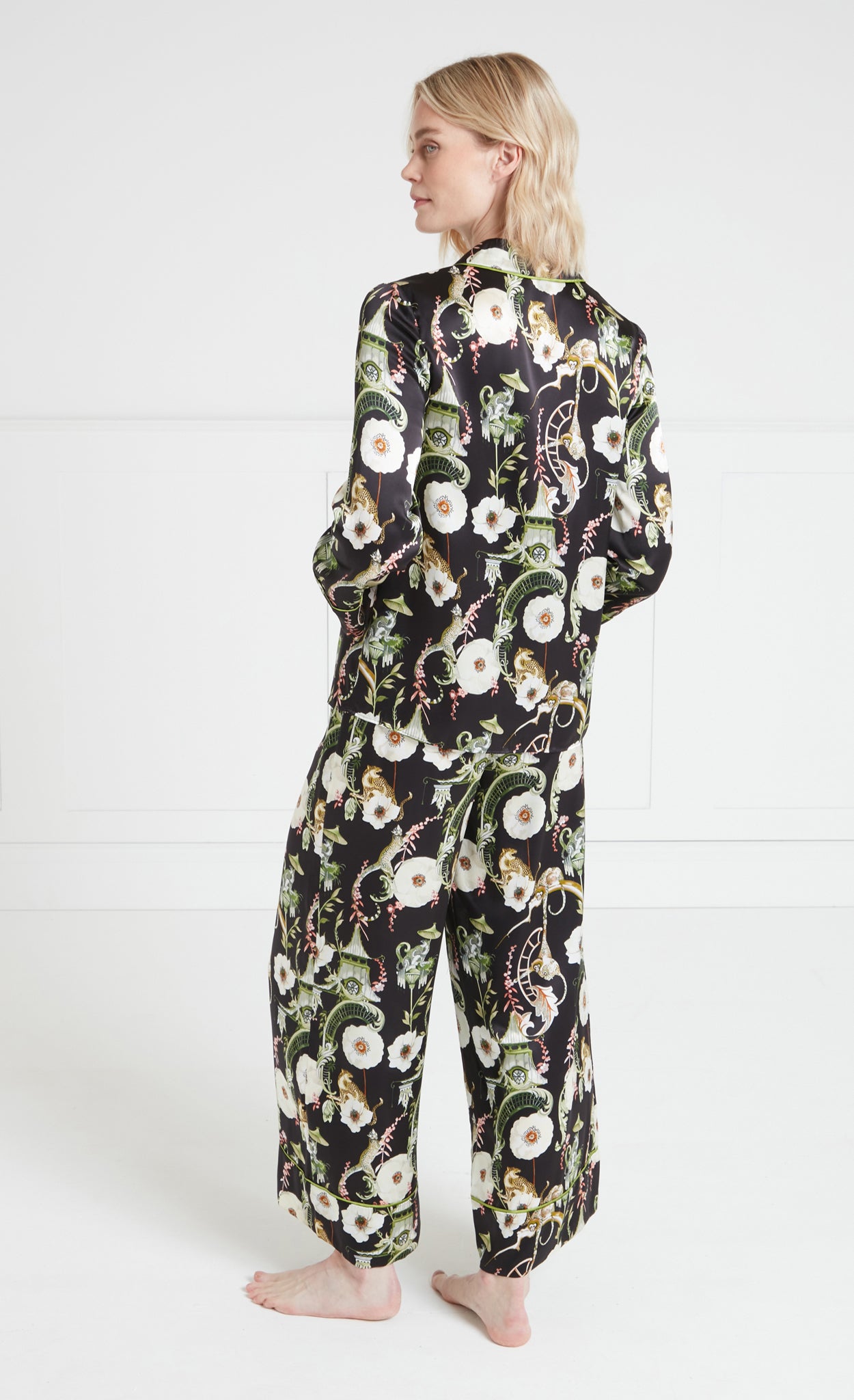 Temperley London Aphrodite spodnie piżamowe czarne