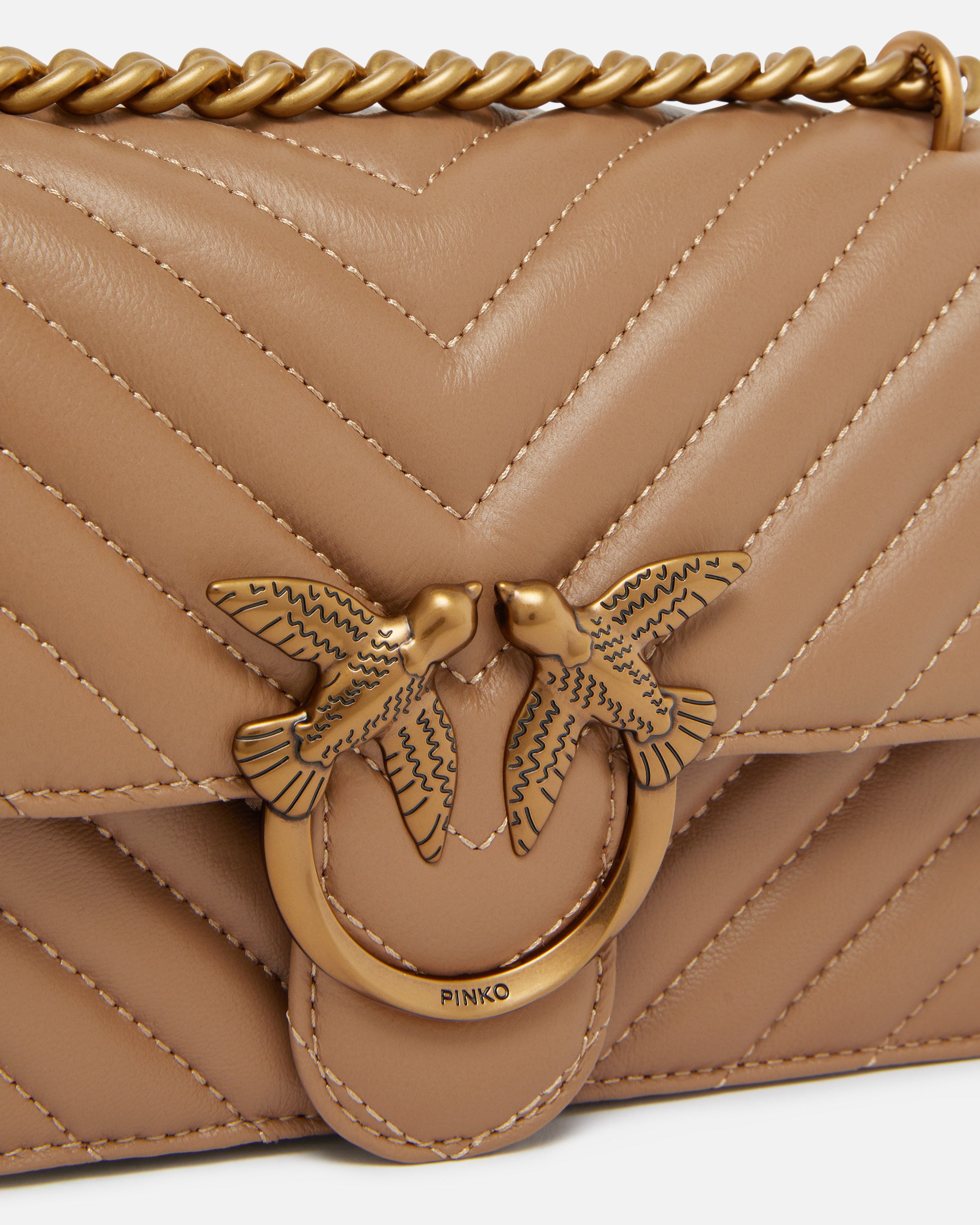 Pinko Love One Mini torebka brązowa chevron