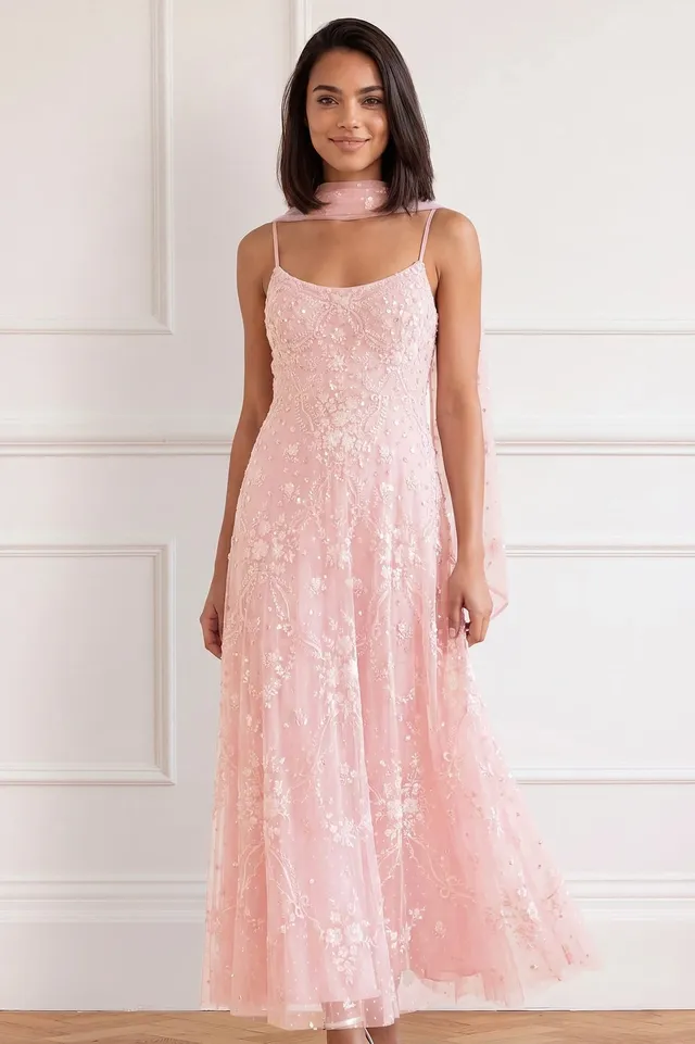 Needle & Thread Laurel Grace sukienka wieczorowa Pink