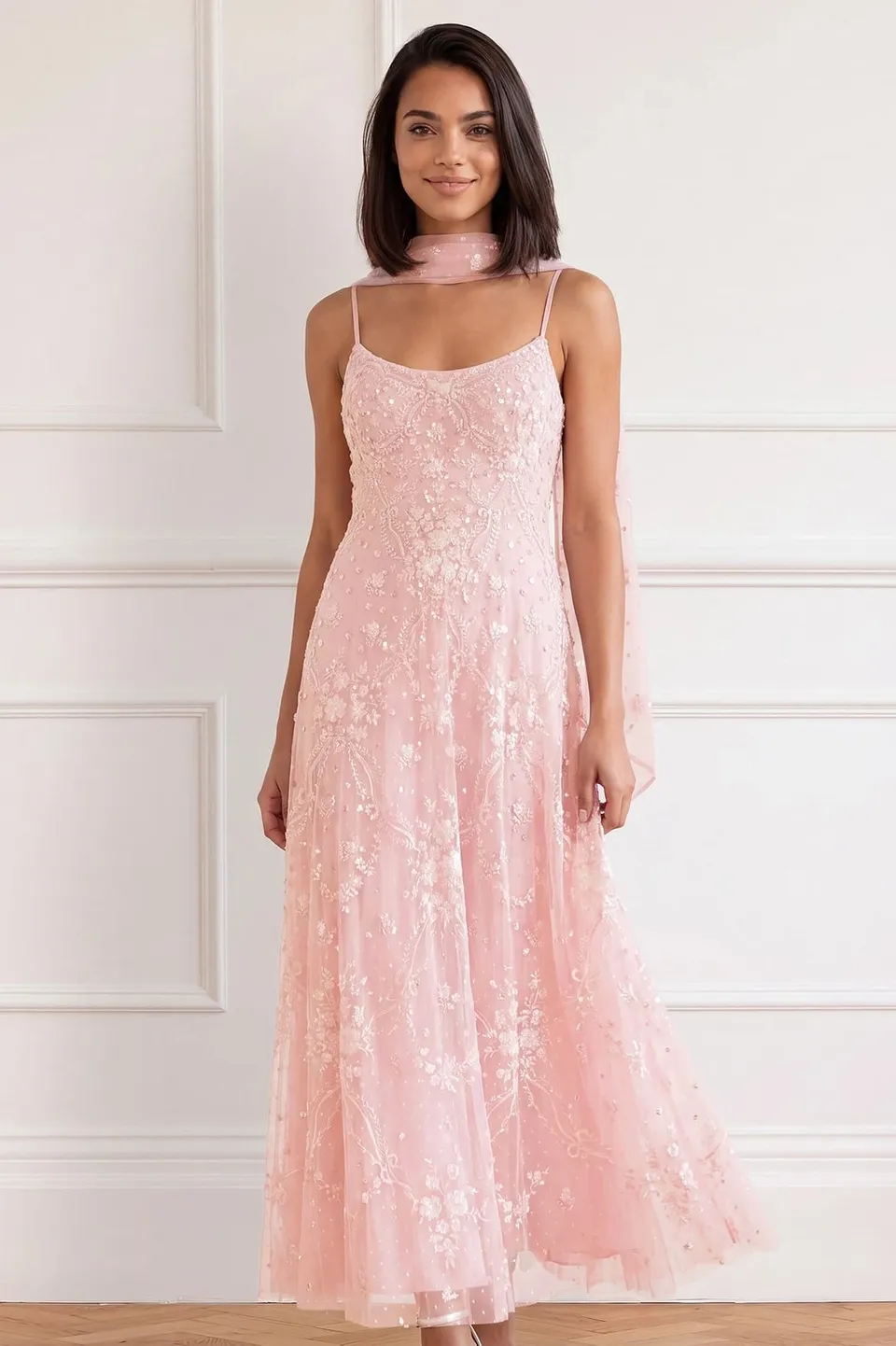 Needle & Thread Laurel Grace sukienka wieczorowa Pink