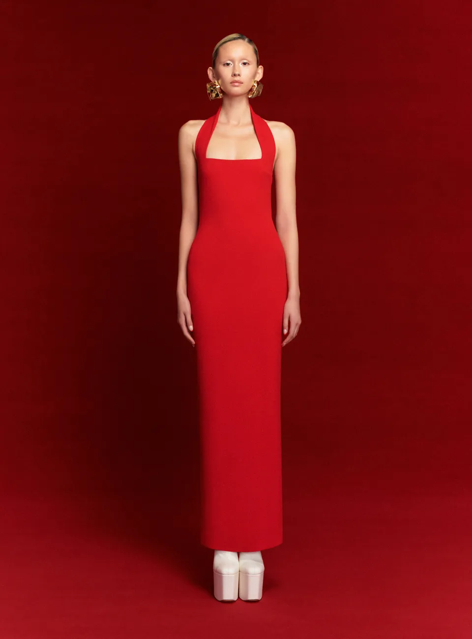 Solace London Ilona Maxi sukienka czerwona halter