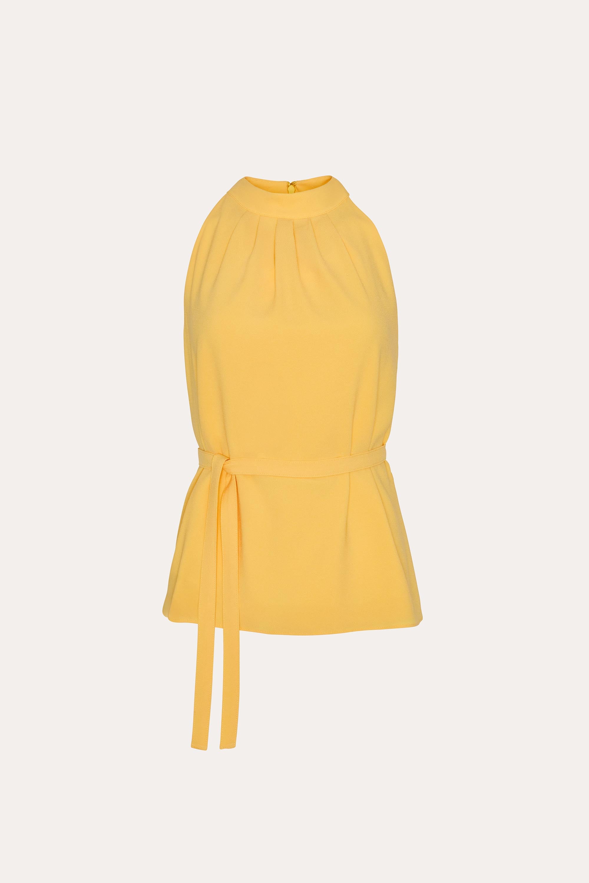 Elie Tahari Amina Fluid Crepe top halter Lemon Silk